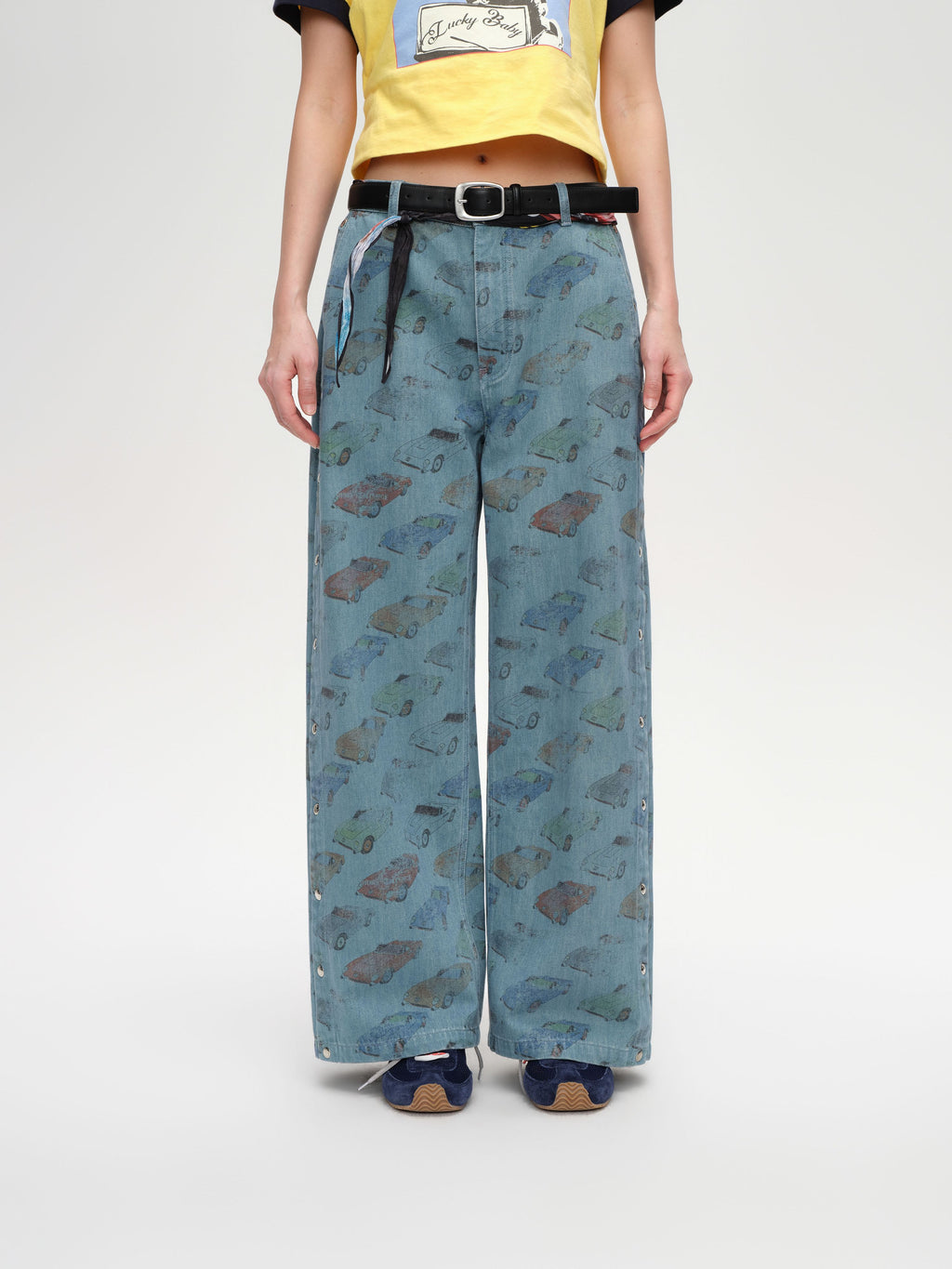 Car‑Print Snap Jeans - 1