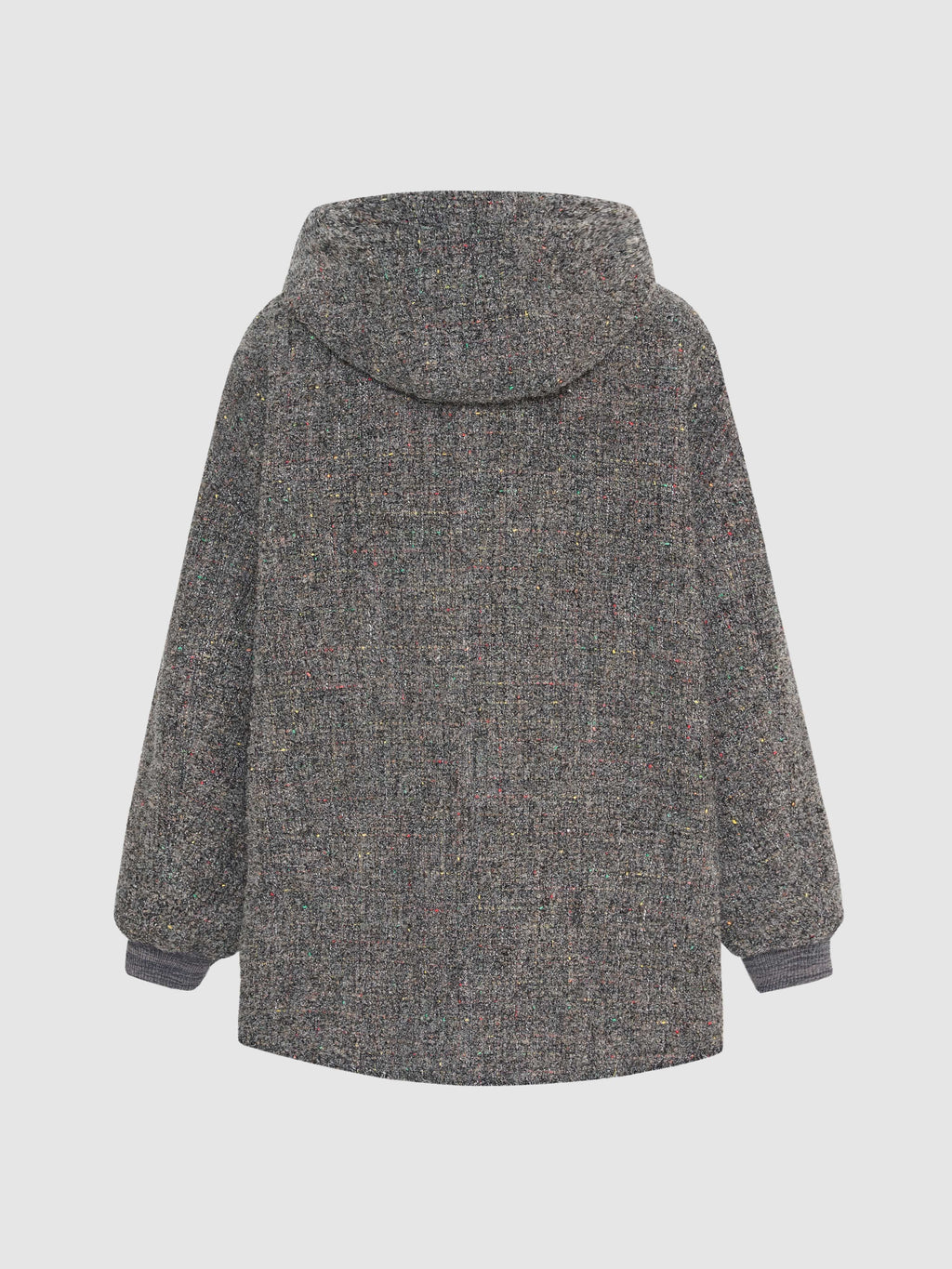 Oversized Tweed Hooded Heather Jacket - 7