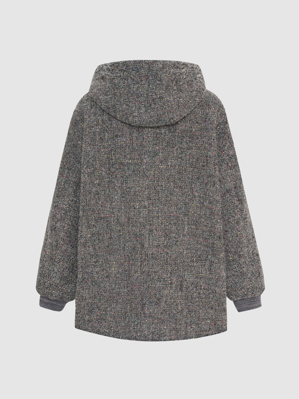 Oversized Tweed Hooded Heather Jacket - 7