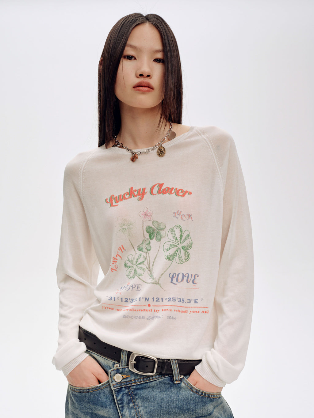 Cupro Print Long-Sleeve Sweater - 1