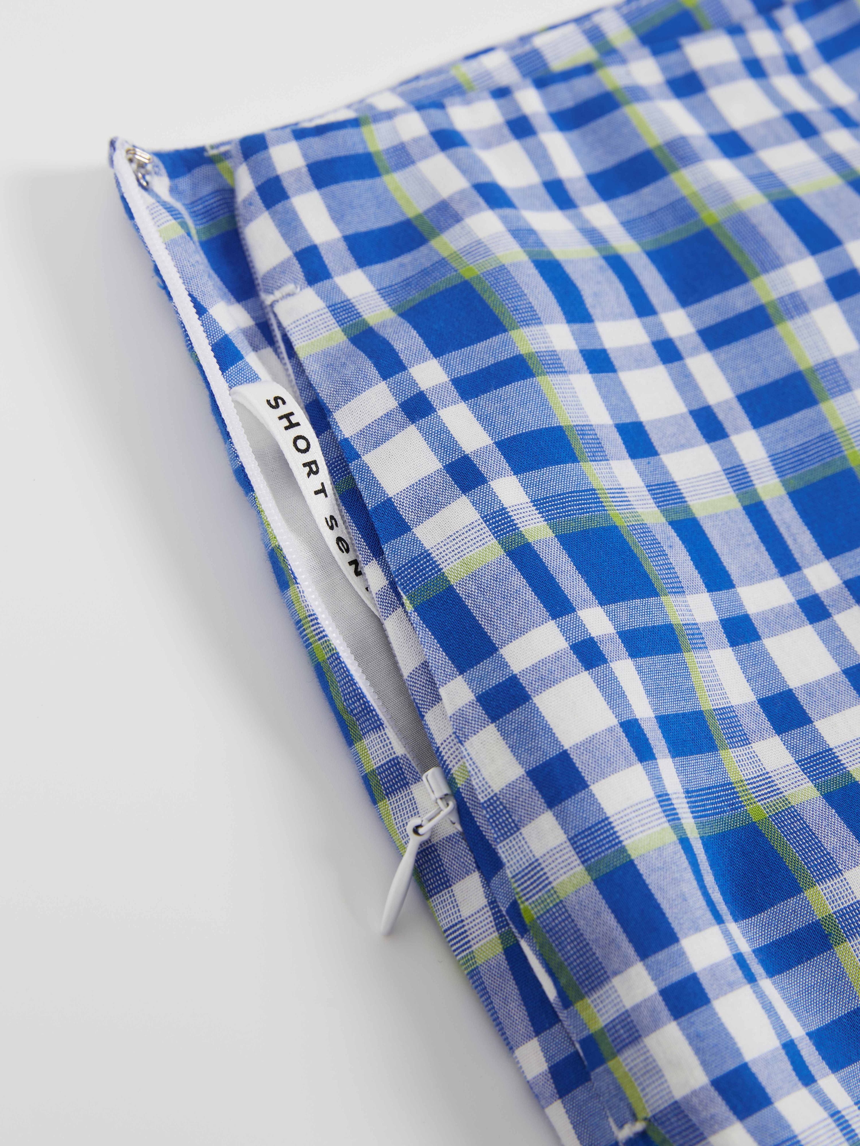 Ruffled Hem Plaid Skirt - 8