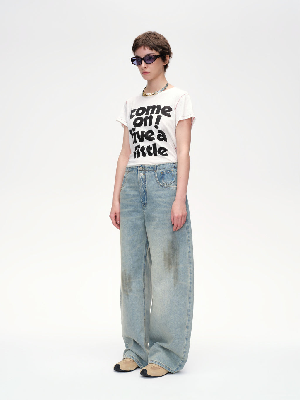 Curved Hem Denim Trousers - 3
