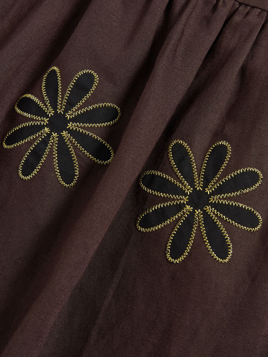 Floral Applique Embroidered Maxi Skirt - 4