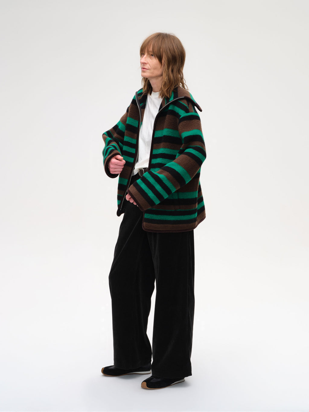 Colorful Striped Lapel Jacket - 2