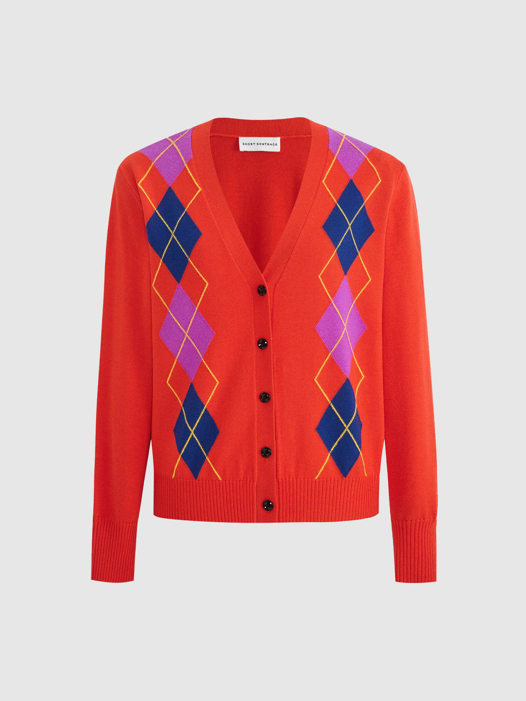 Argyle V-neck Cardigan - 5