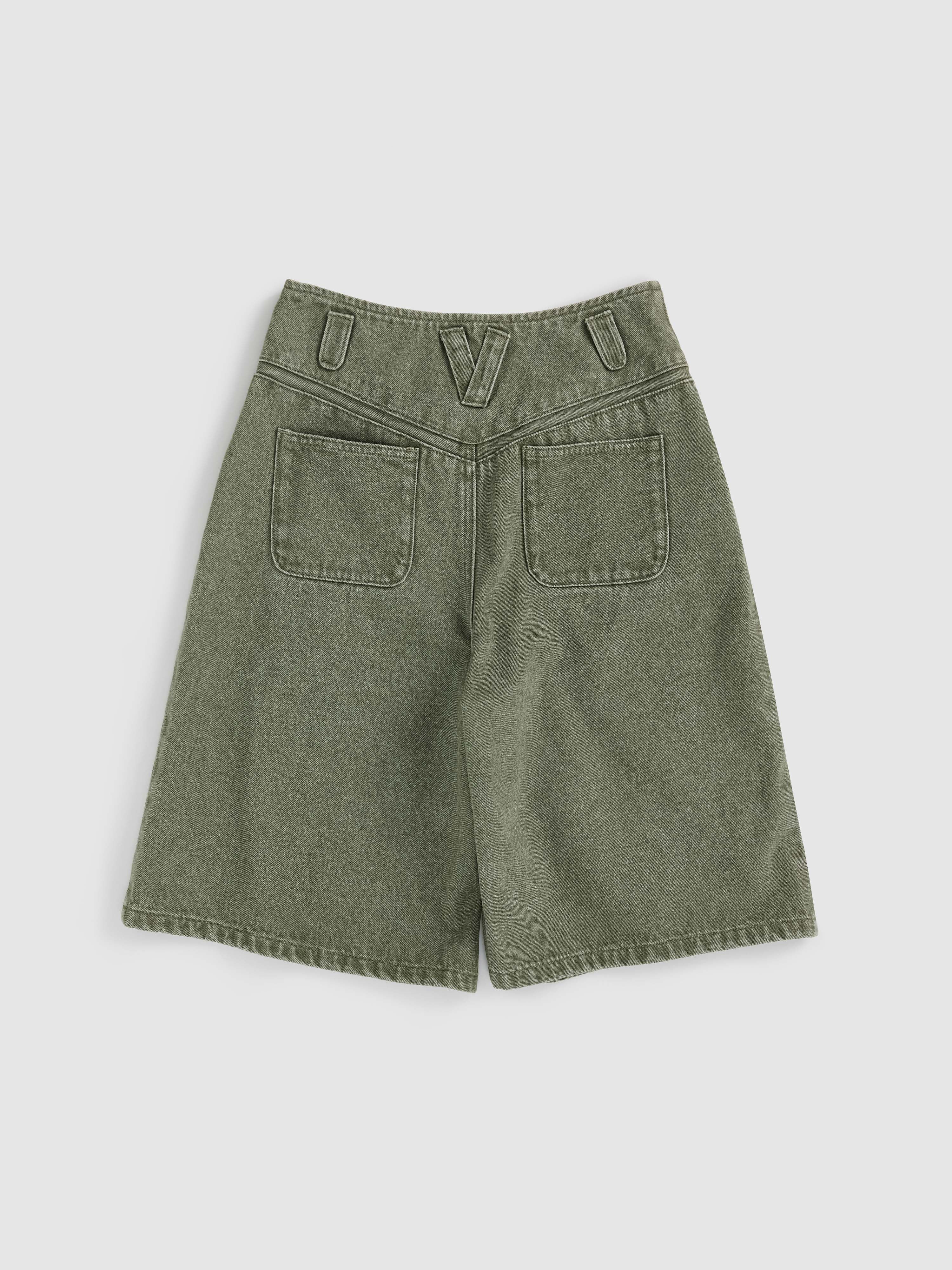 High-Rise A-Line Denim Shorts - 7