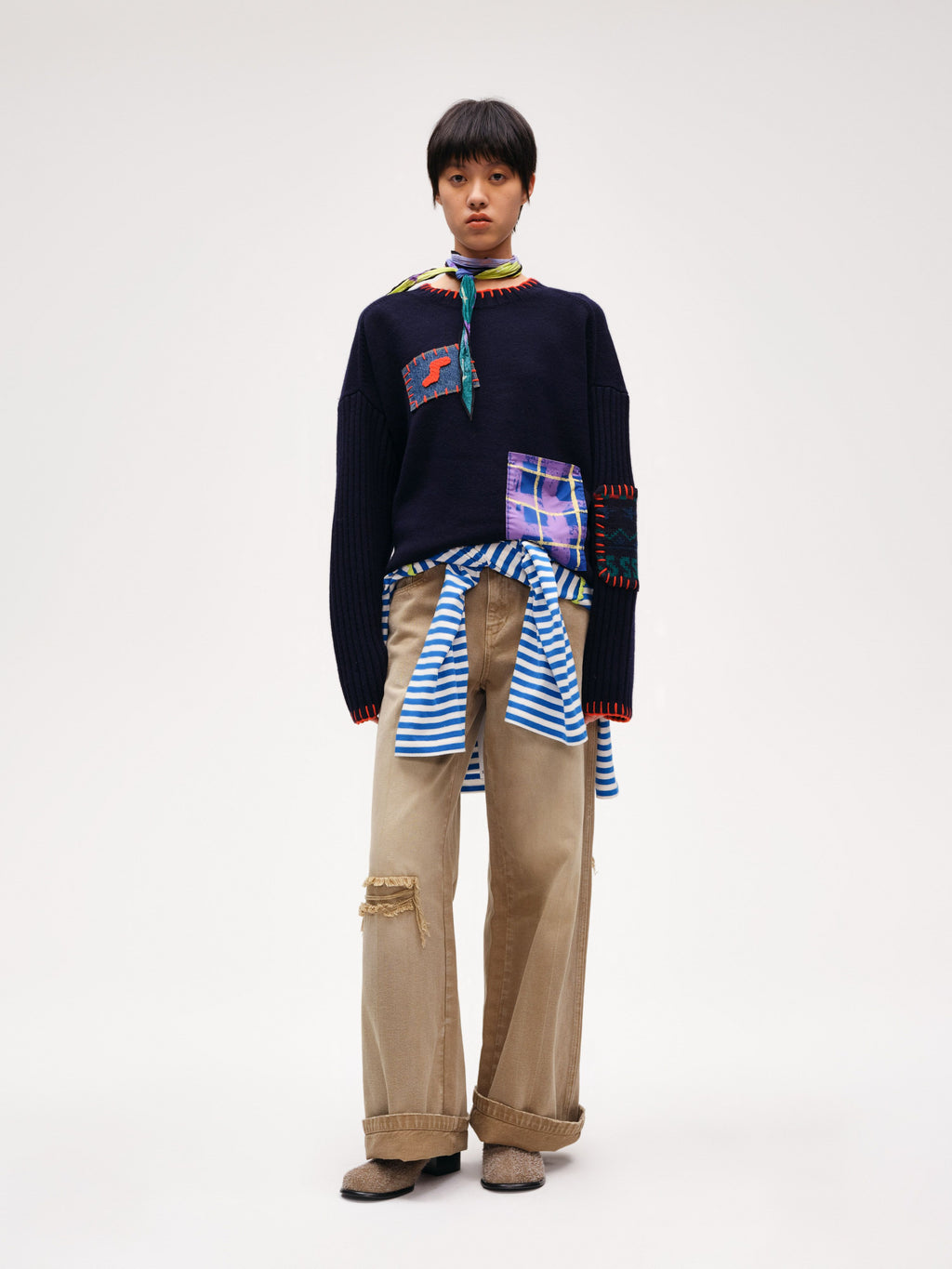 Hand-Embroidered Patch Sweater - 1