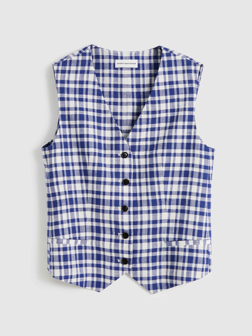 Blue & White Checkered Vest - 7