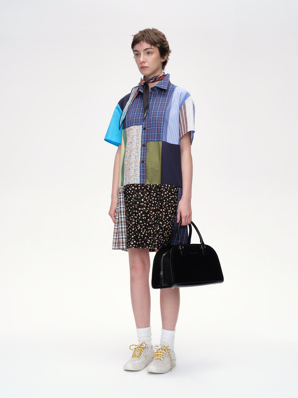 Color-blocked Short-sleeve Shirtdress - 2