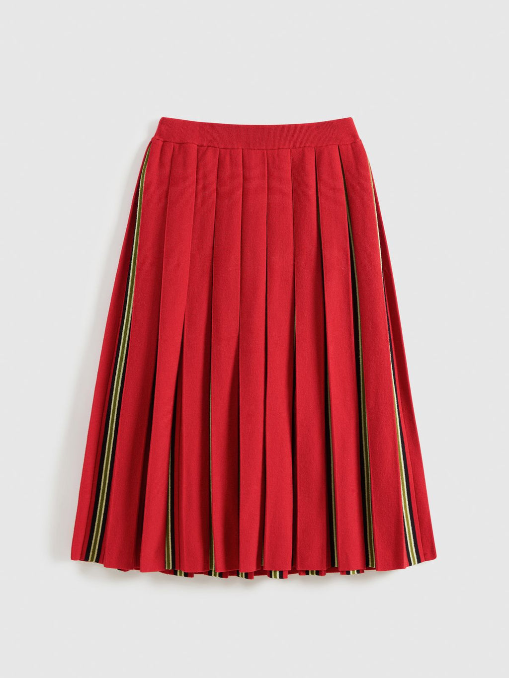Striped Pleated Knit Skirt - 7