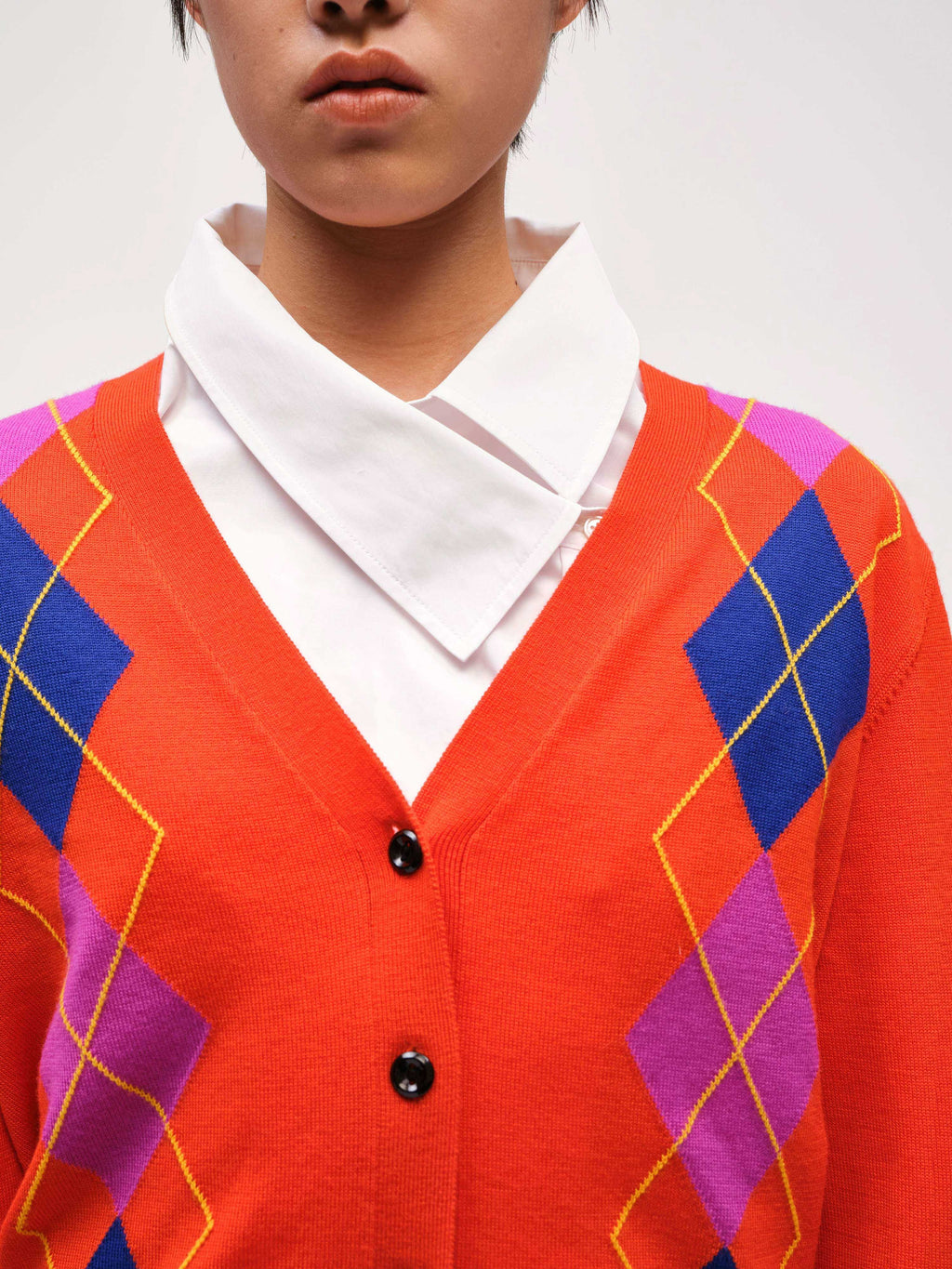 Argyle V-neck Cardigan - 4