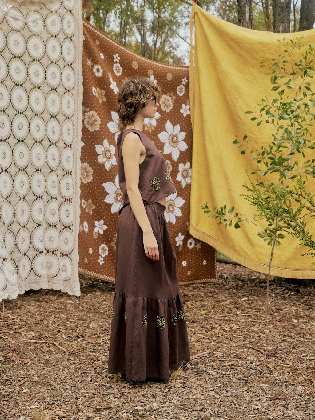 Floral Applique Embroidered Maxi Skirt - 2