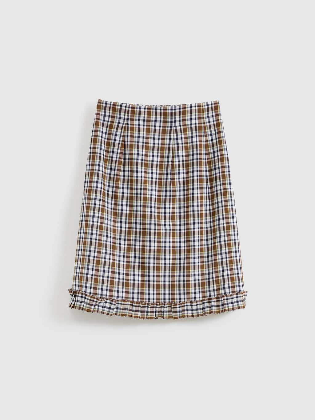 Ruffled Hem Plaid Skirt - 8