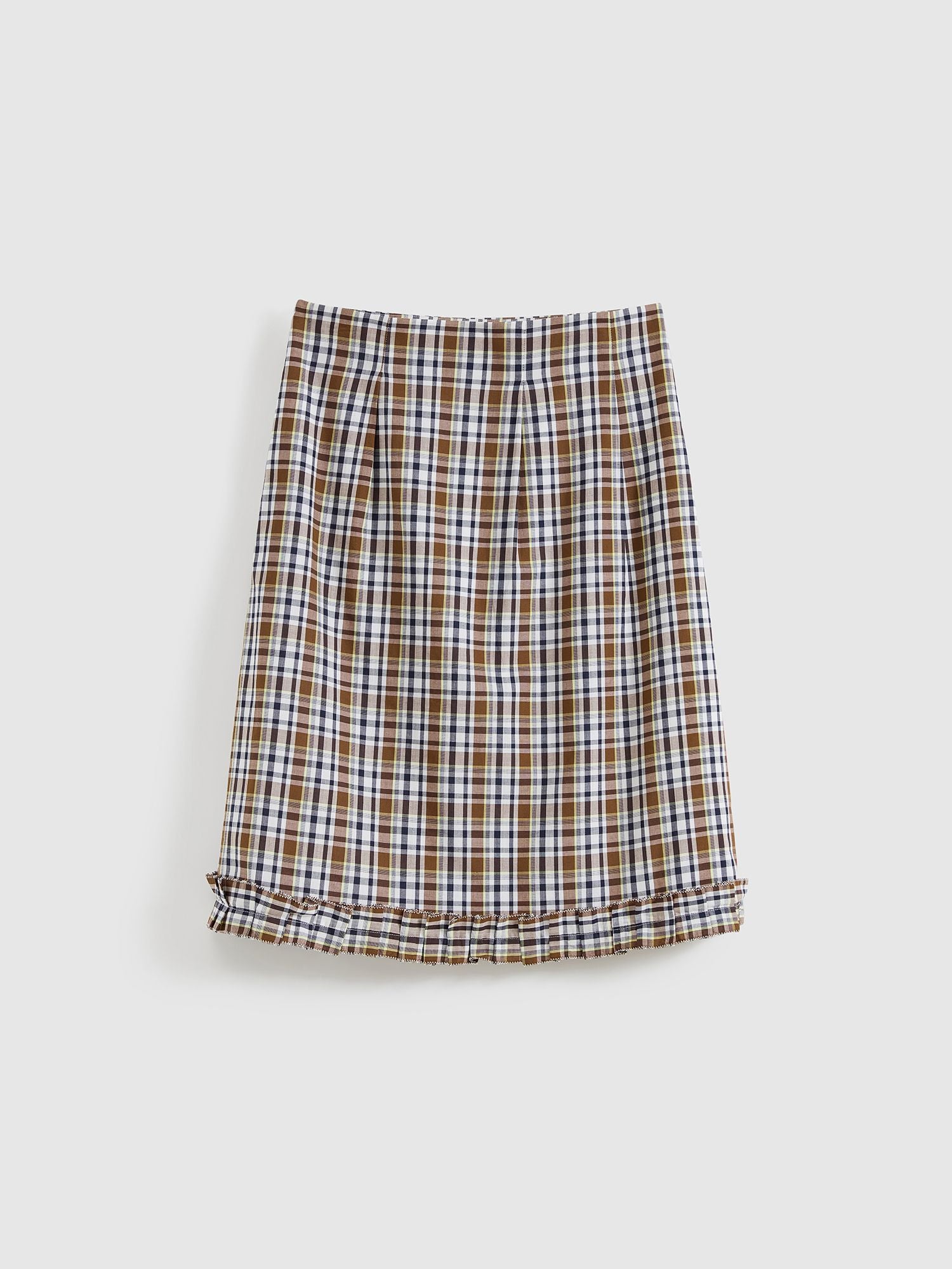 Ruffled Hem Plaid Skirt - 8