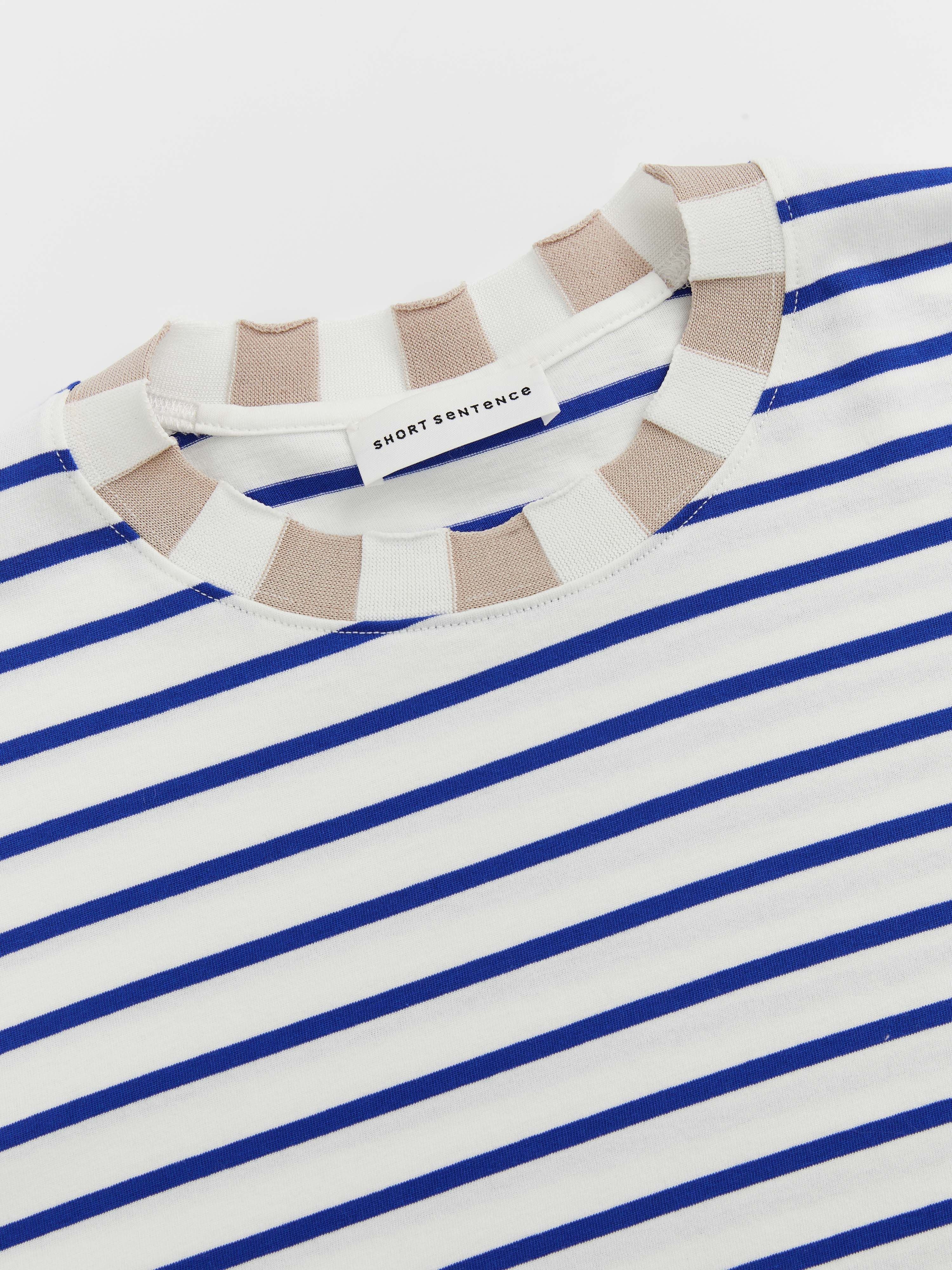 Striped Collar Color Block Long Sleve T-Shirt - 4