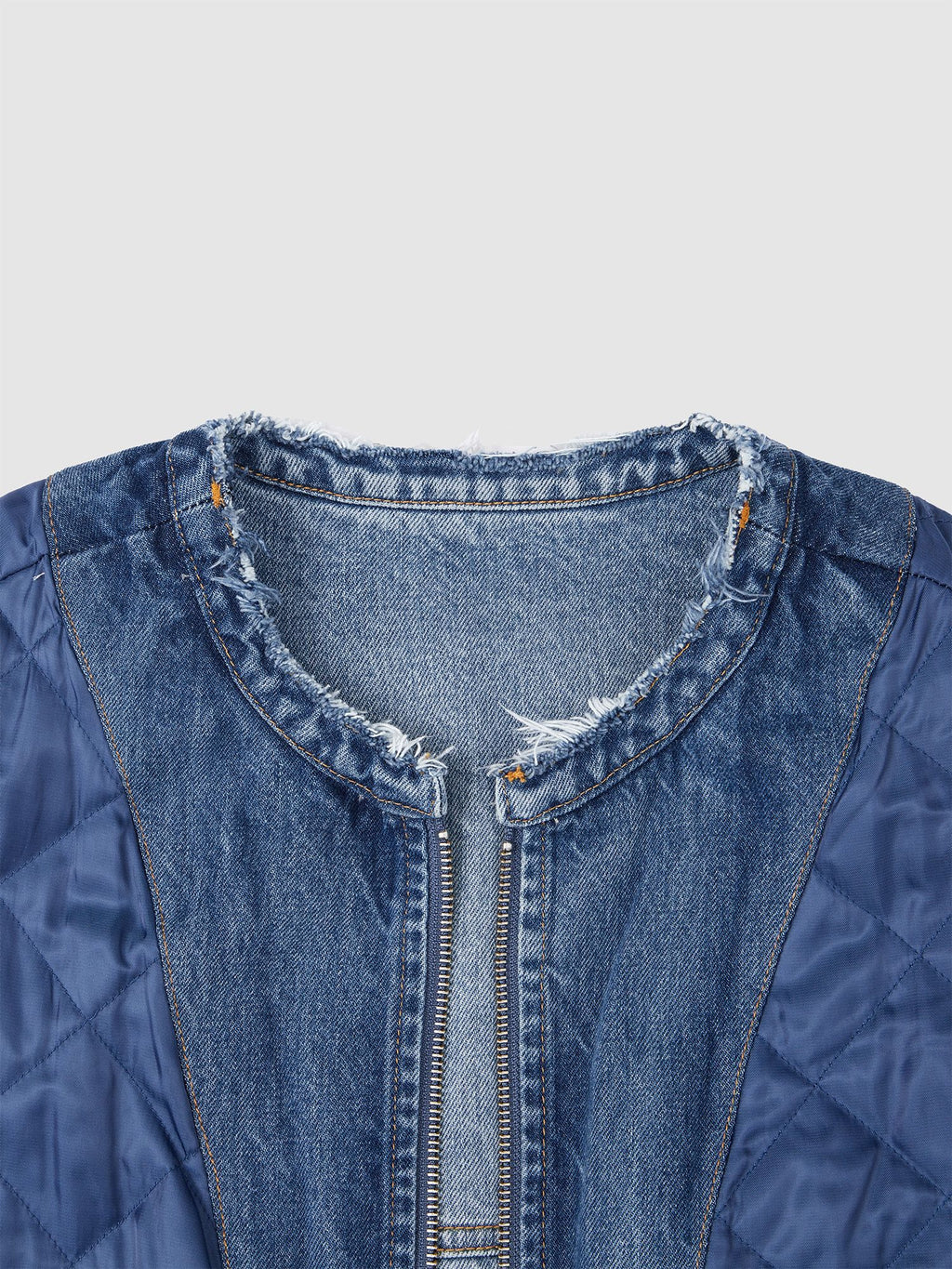 Oversized denim quilted cotton jacket - 7