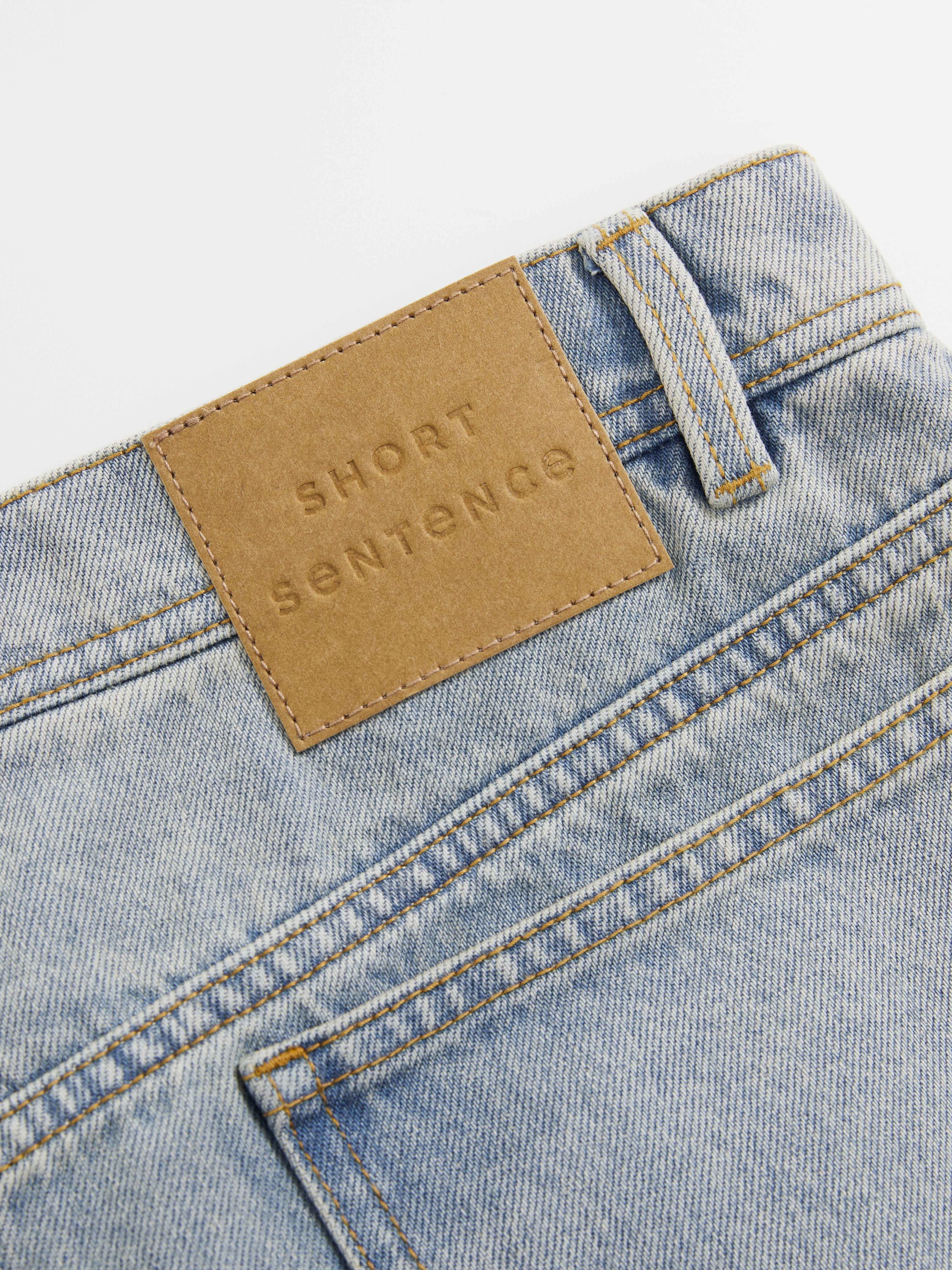 Side Panel Denim Shorts - 6