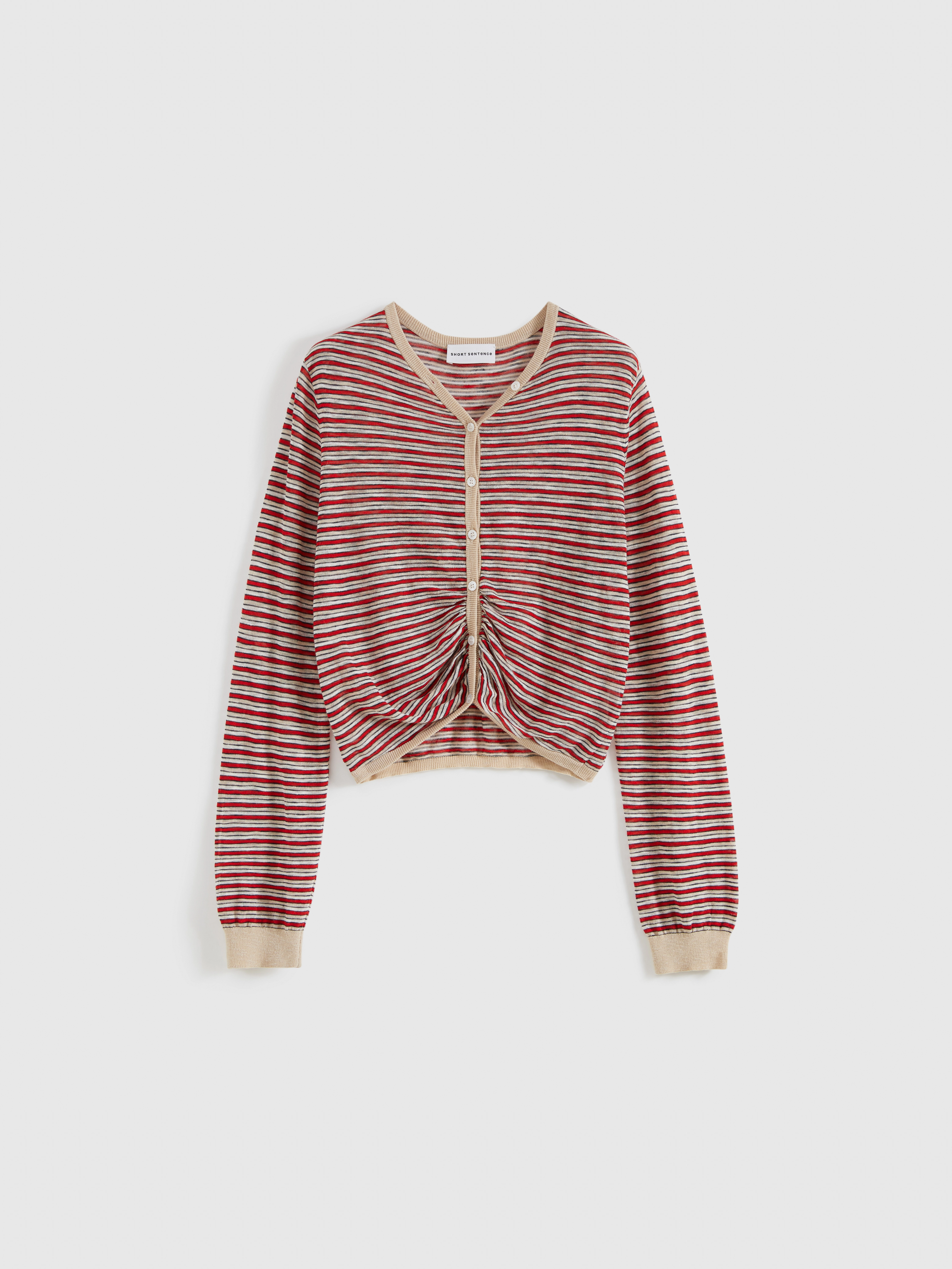 Adjustable Placket Striped Knit Cardigan - 7