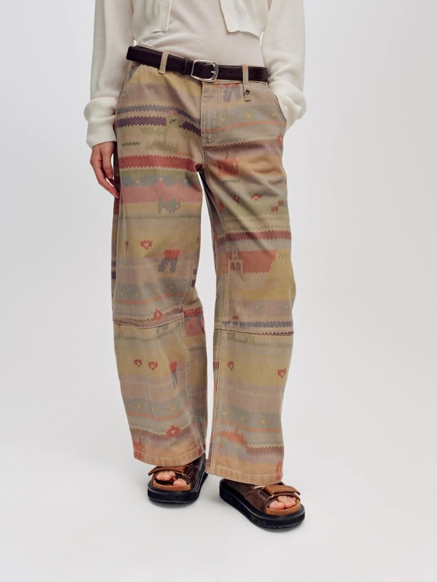 Faux-Sweater Print Cropped Trousers - 1