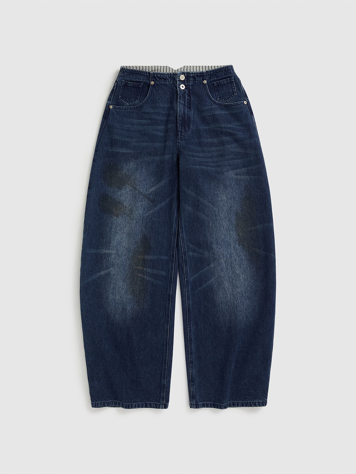 Curved Hem Denim Trousers - 9