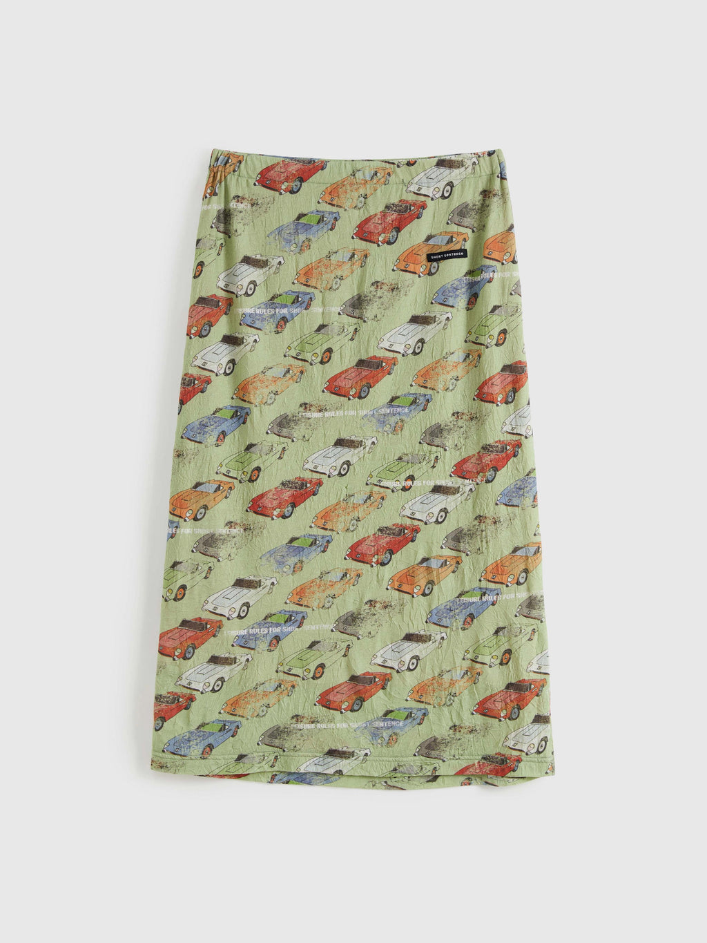 Crinkled Car‑Print Skirt - 8