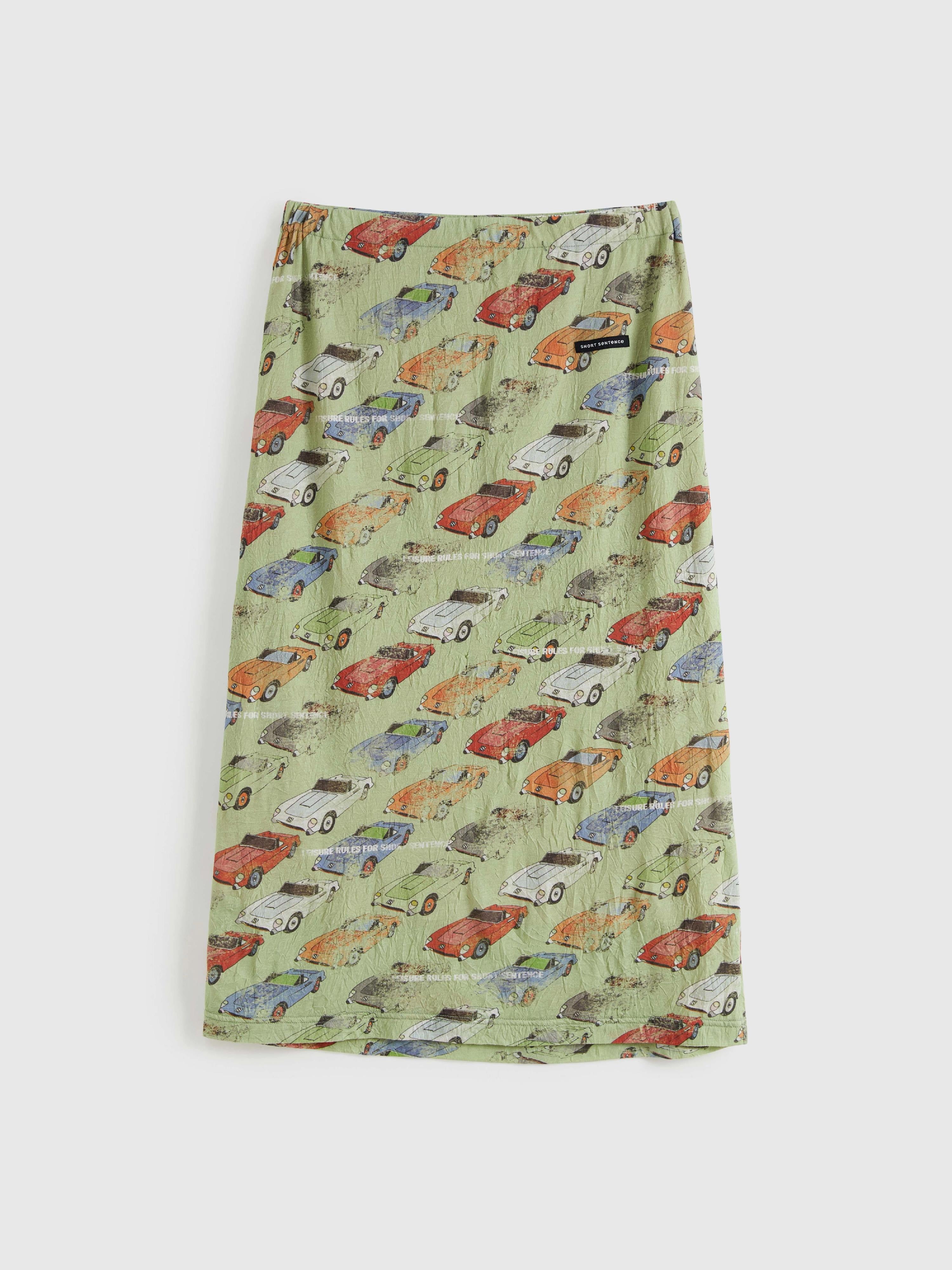 Crinkled Car‑Print Skirt - 8