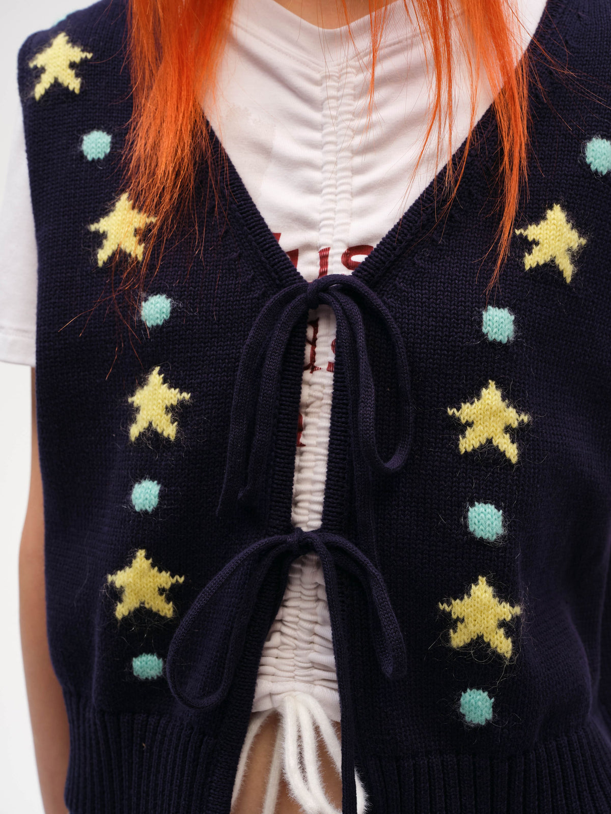 Tie-front Jacquard Vest - 4