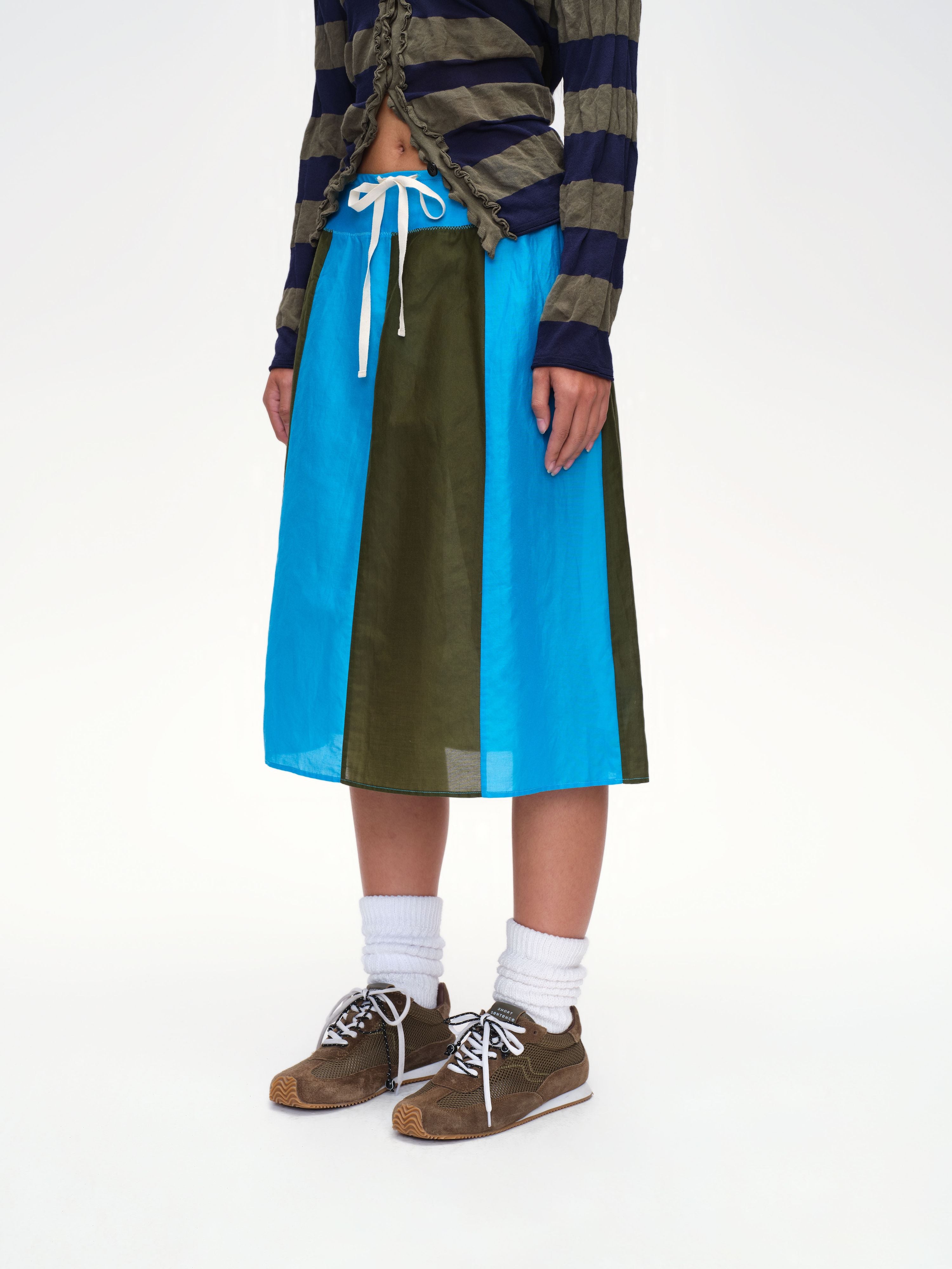 Paneled Striped Skirt - 1