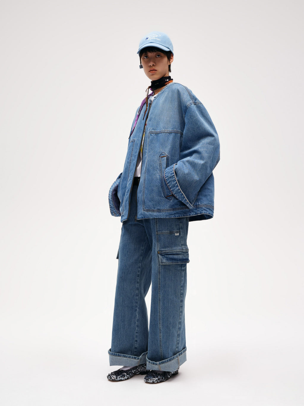 Oversized denim quilted cotton jacket - 2