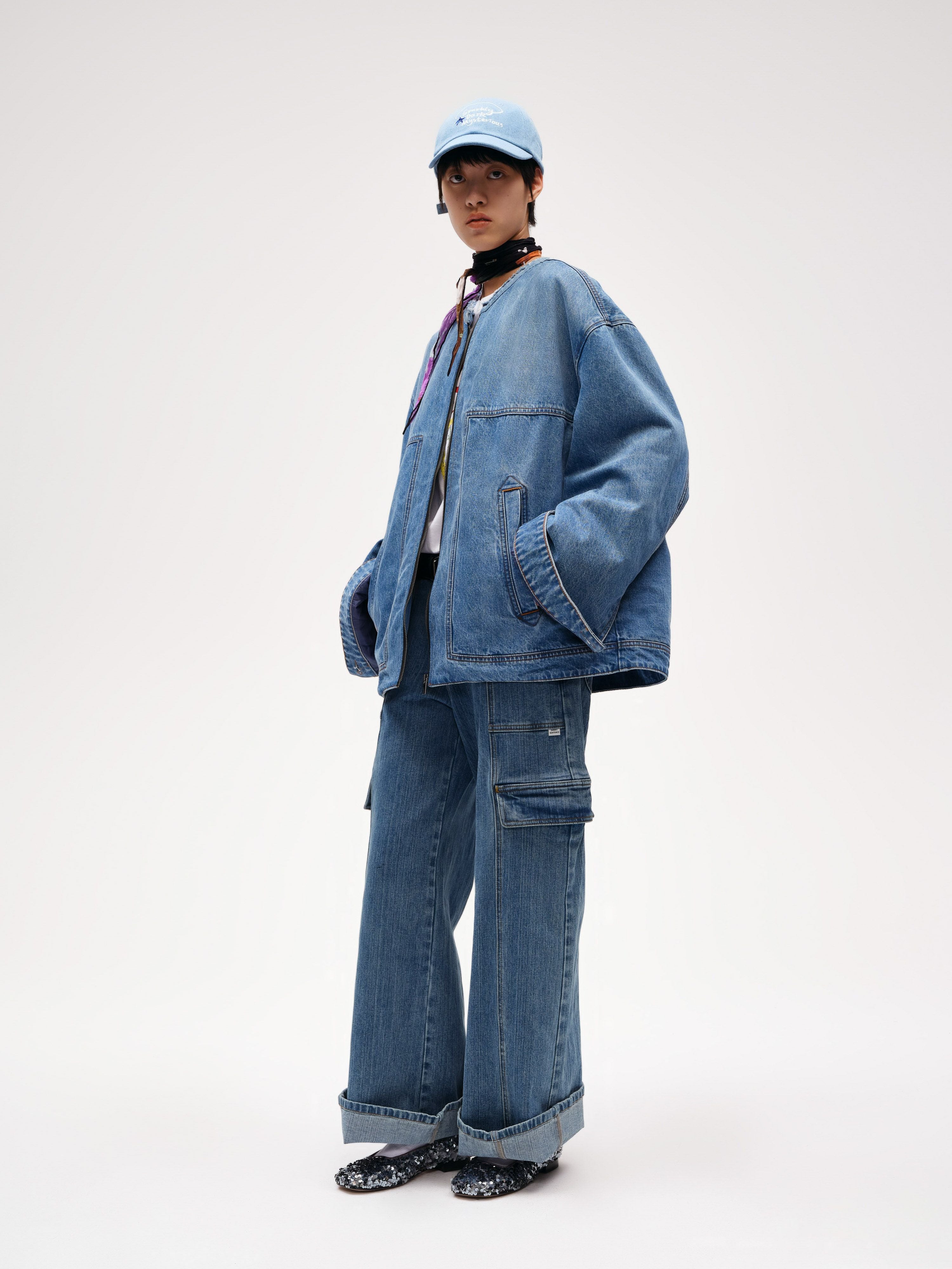 Oversized denim quilted cotton jacket - 2