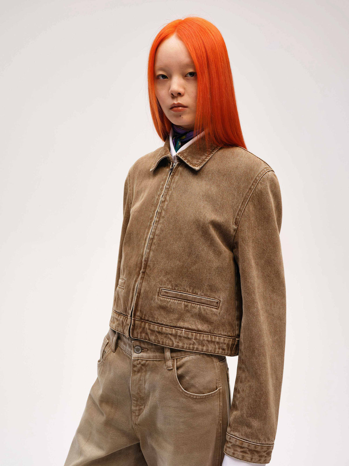 Tan Short Denim Jacket - 1