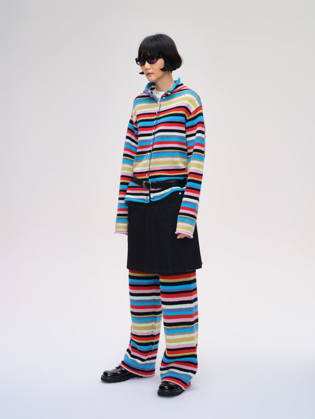 Colorful Striped Multi-Button Cardigan - 2