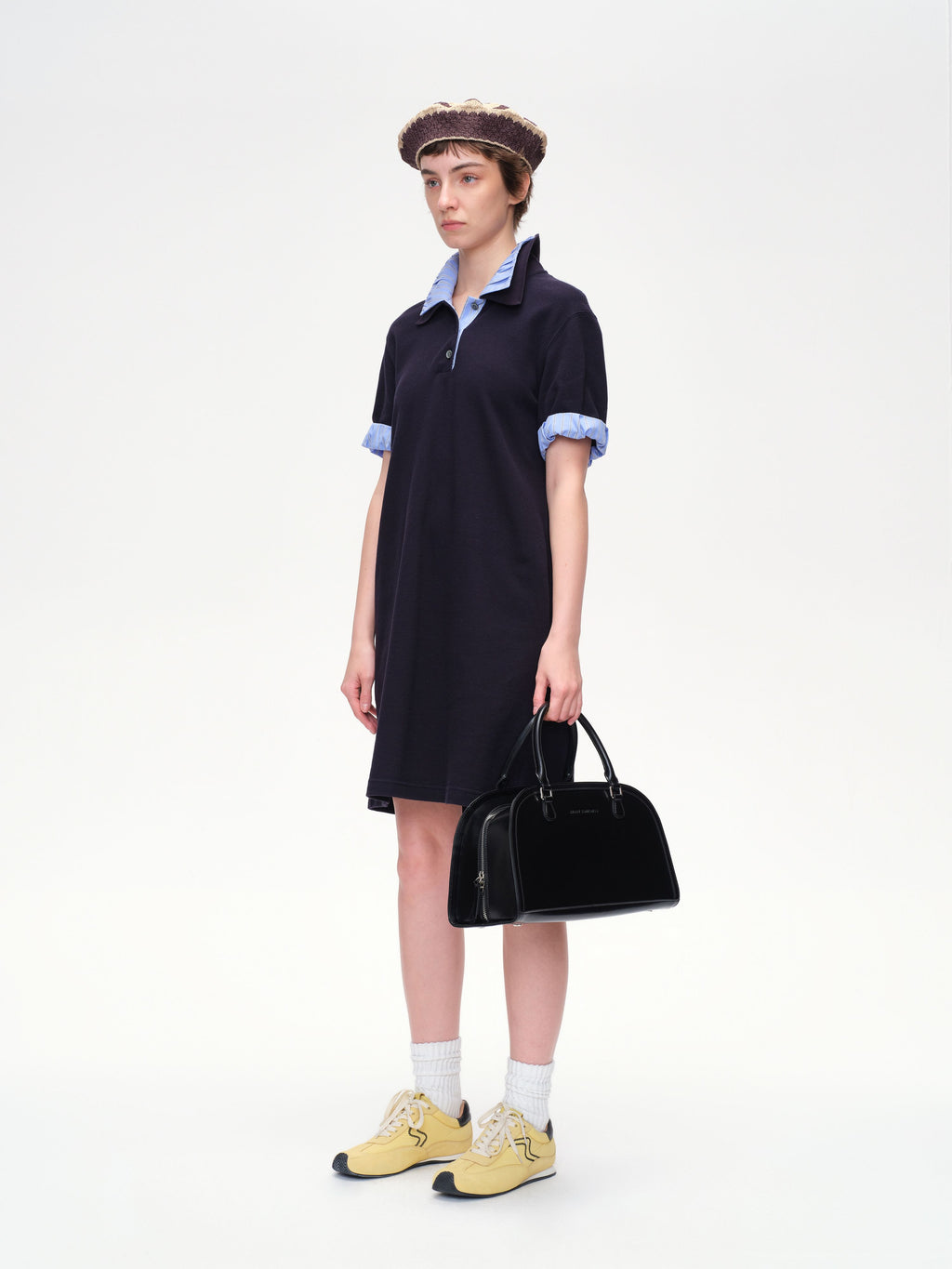 Patchwork Pleated Polo Minidress - 3