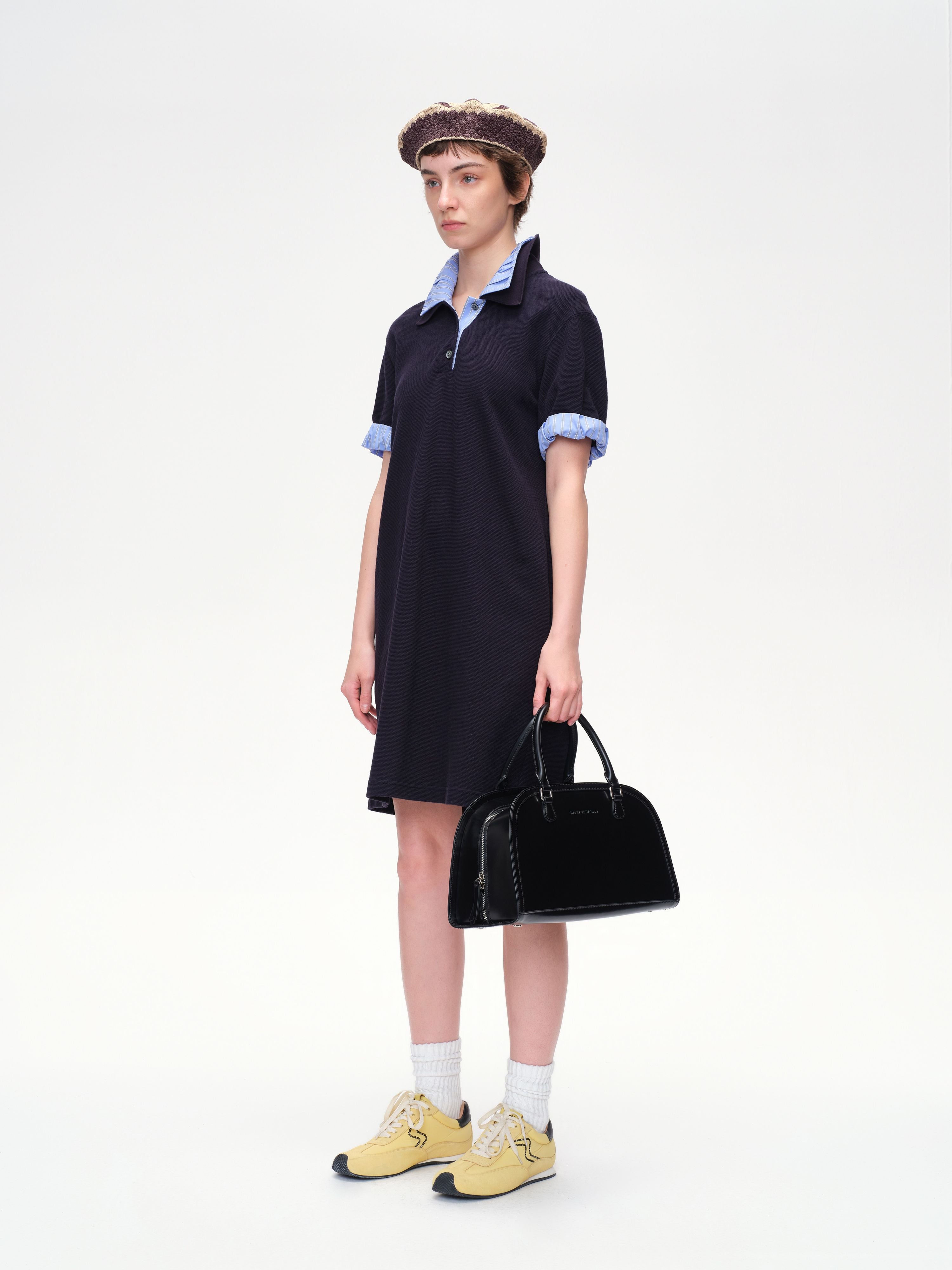 Patchwork Pleated Polo Minidress - 3