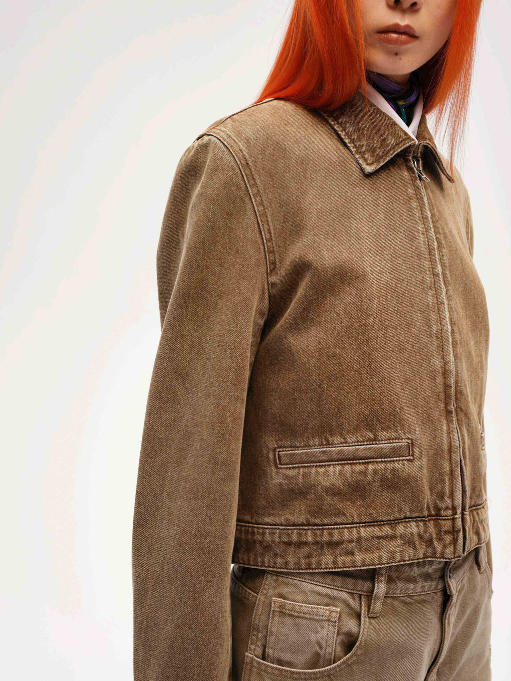 Tan Short Denim Jacket - 4