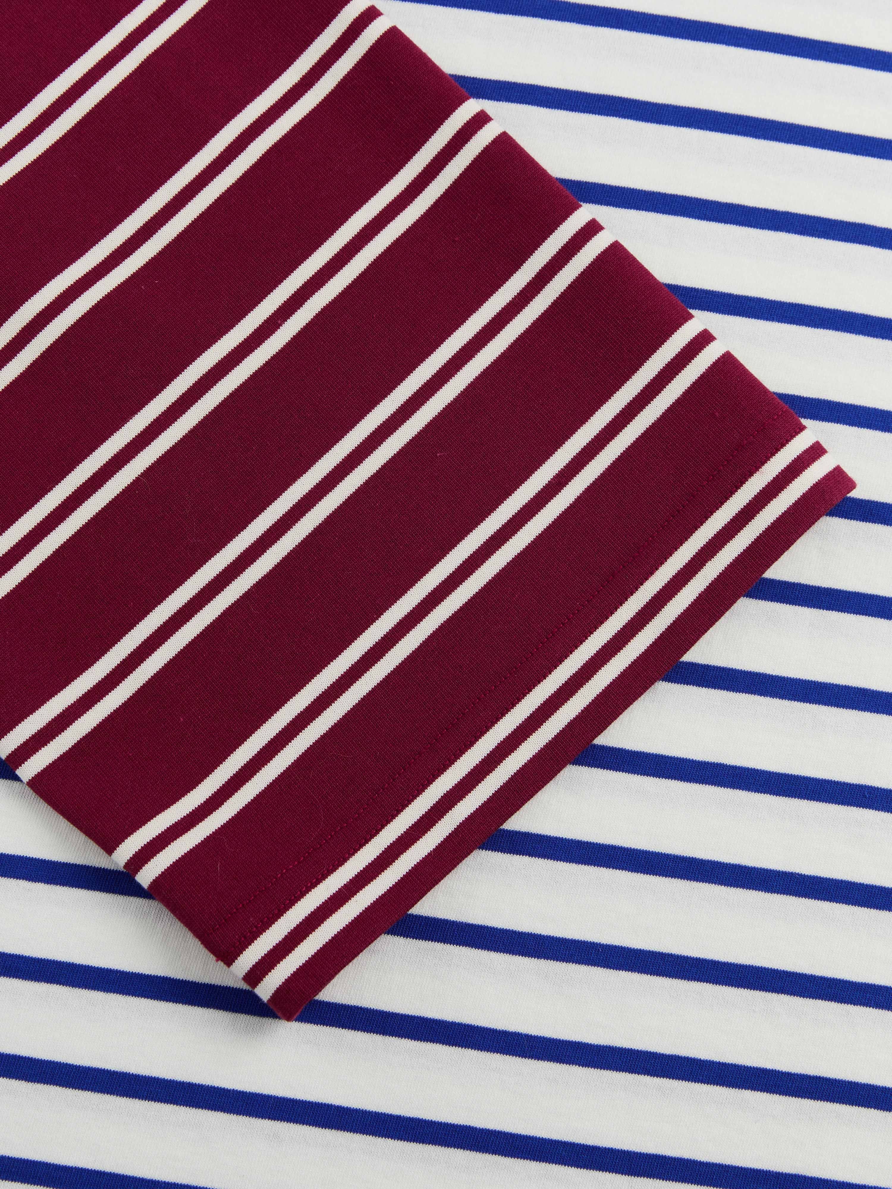 Striped Collar Color Block Long Sleve T-Shirt - 5