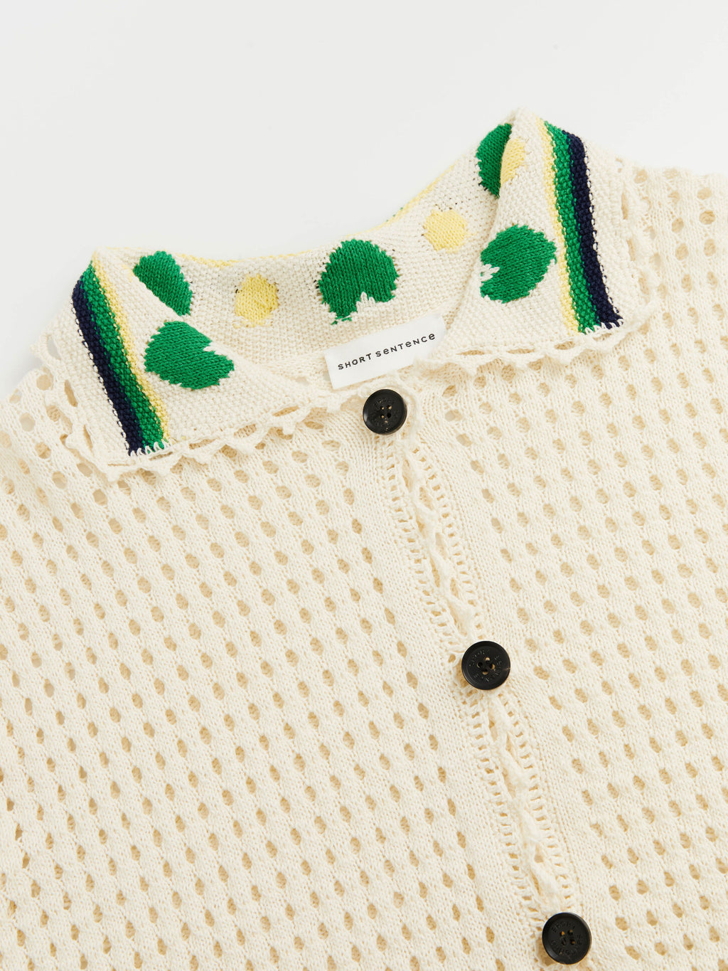 Jacquard Flap Cardigan with Stick Figures - 8