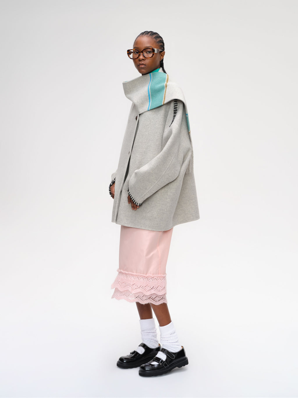 Scarf Double-Face Coat - 2