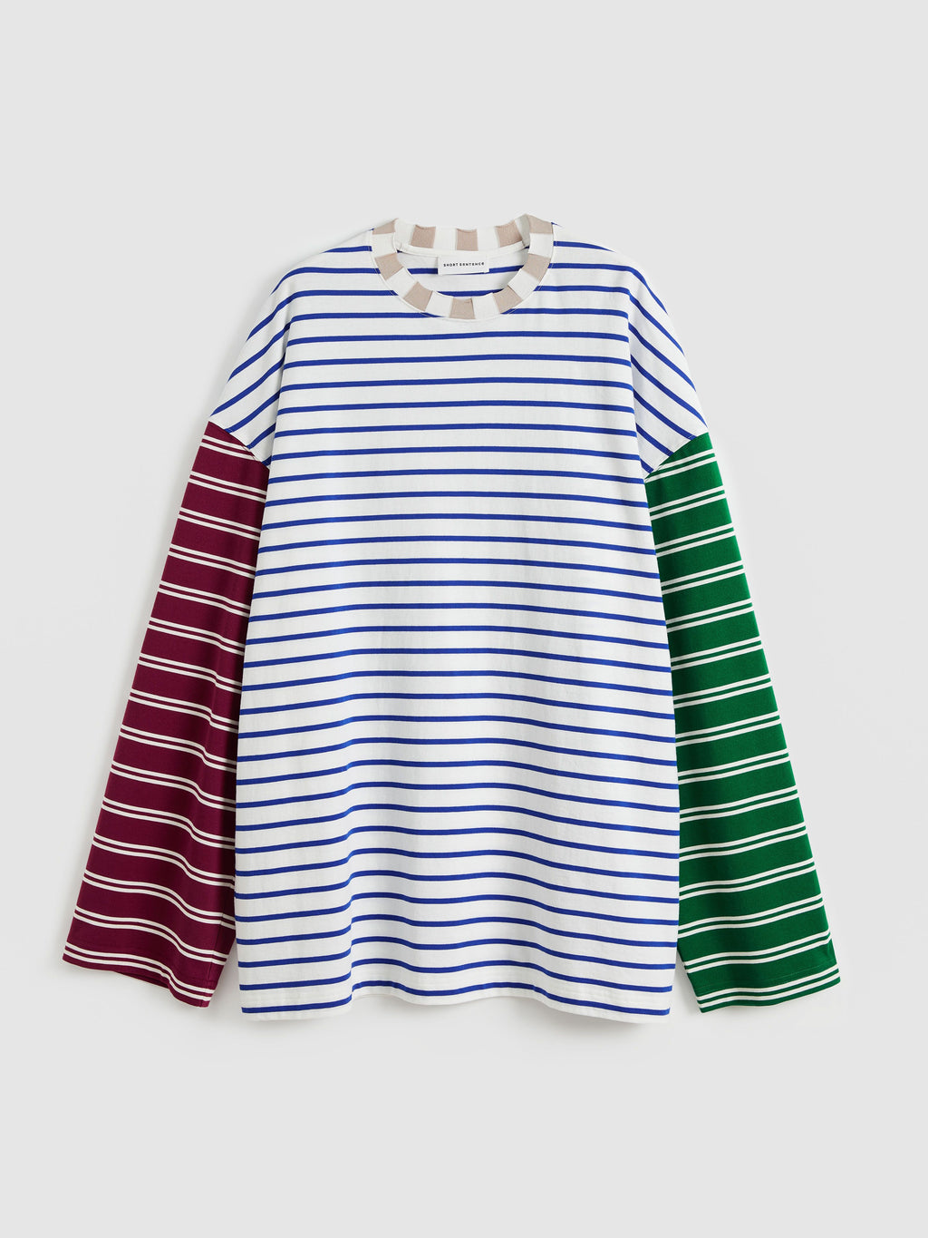 Striped Collar Color Block Long Sleve T-Shirt - 6