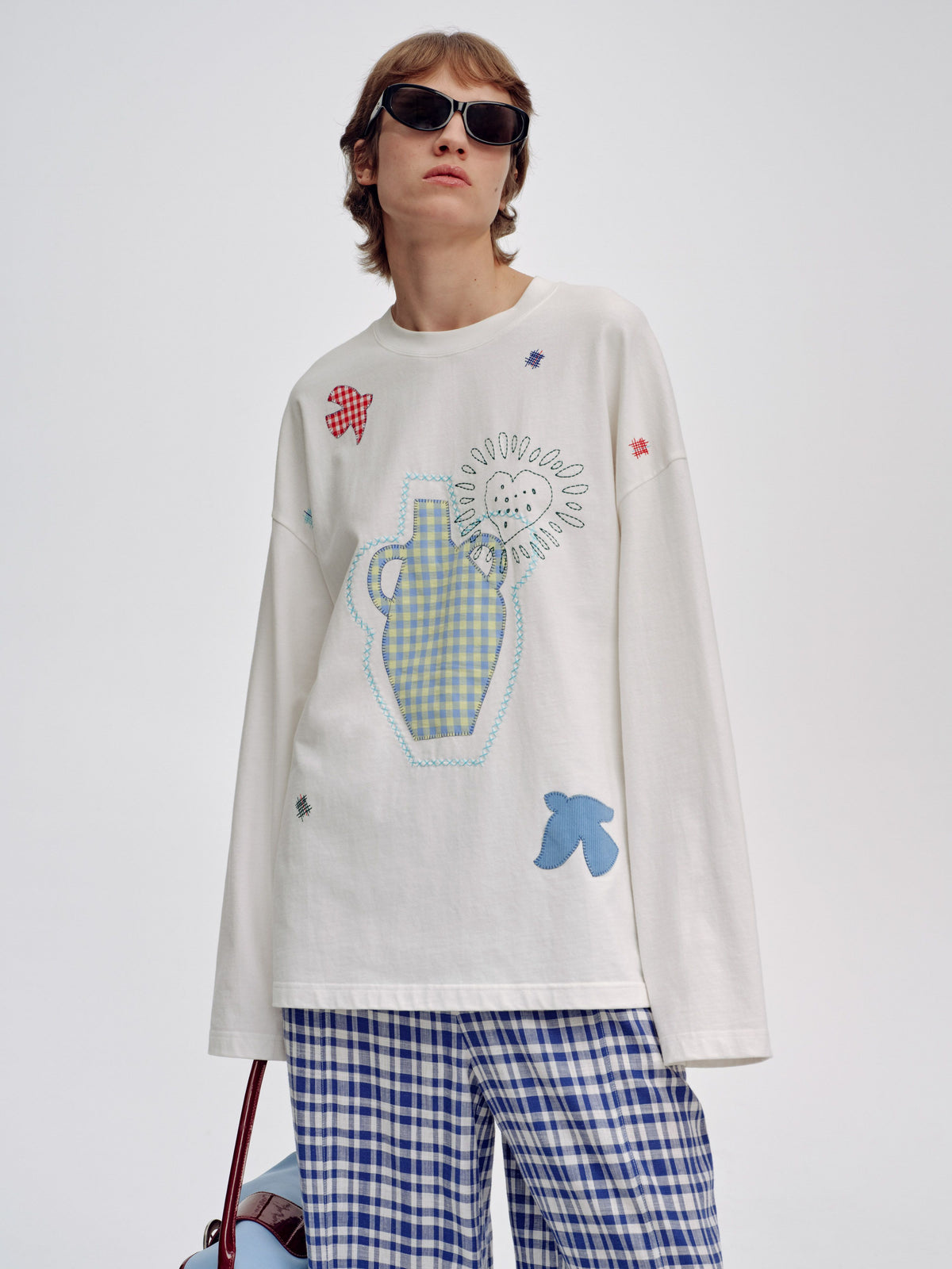 Appliqué Loose Long Sleeve T-Shirt - 1