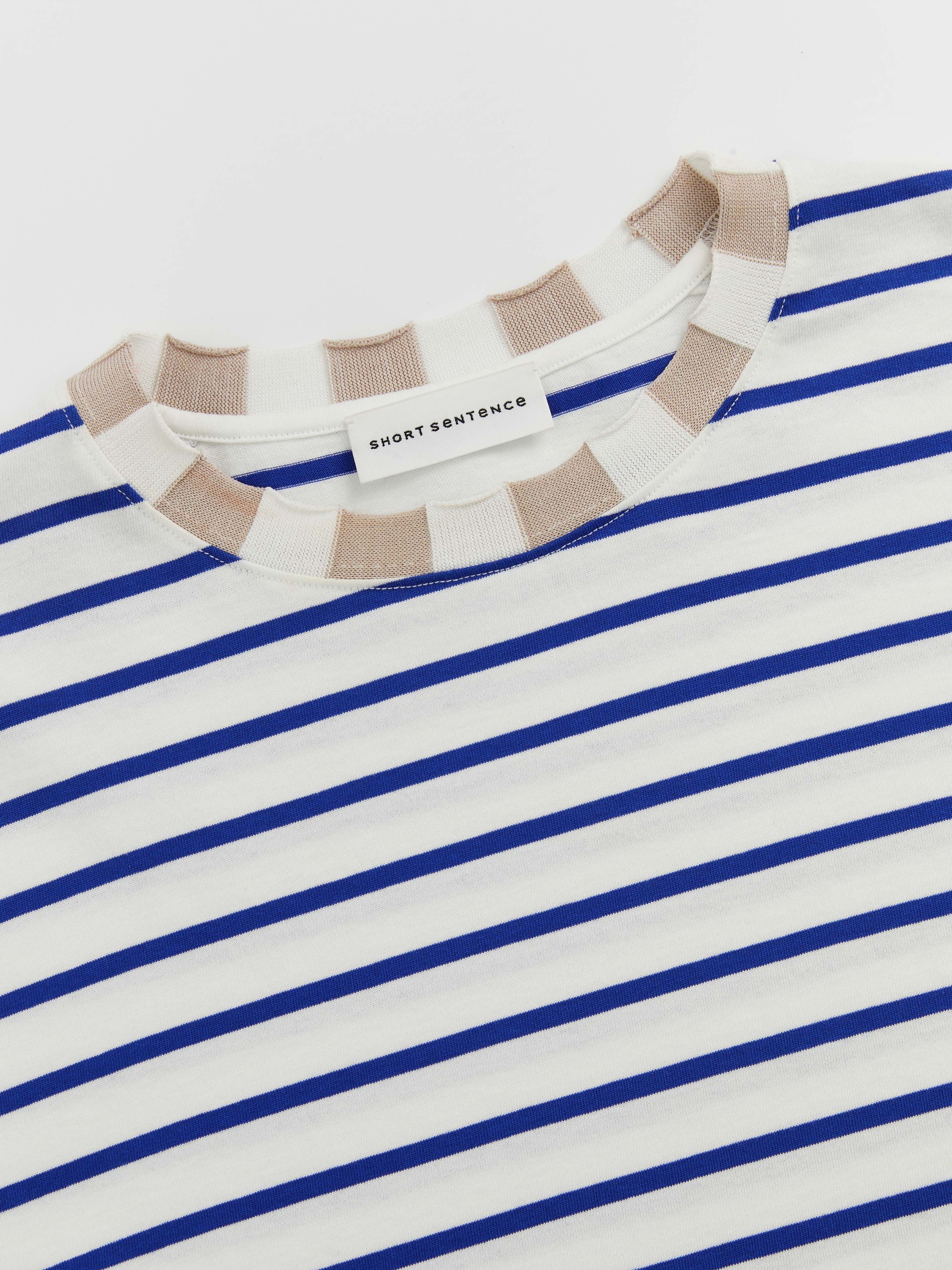 Striped Collar Color Block T-Shirt - 4