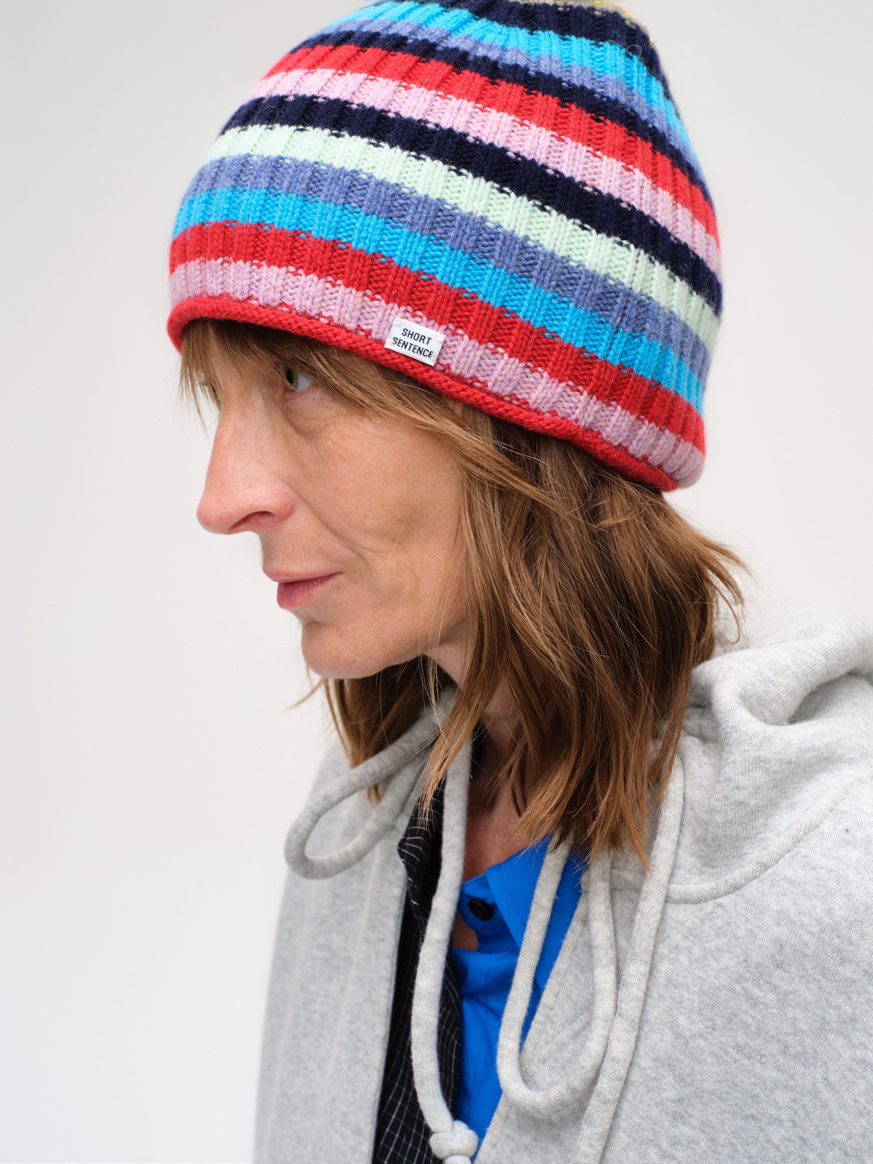Colorful Striped Knit Hat - 1