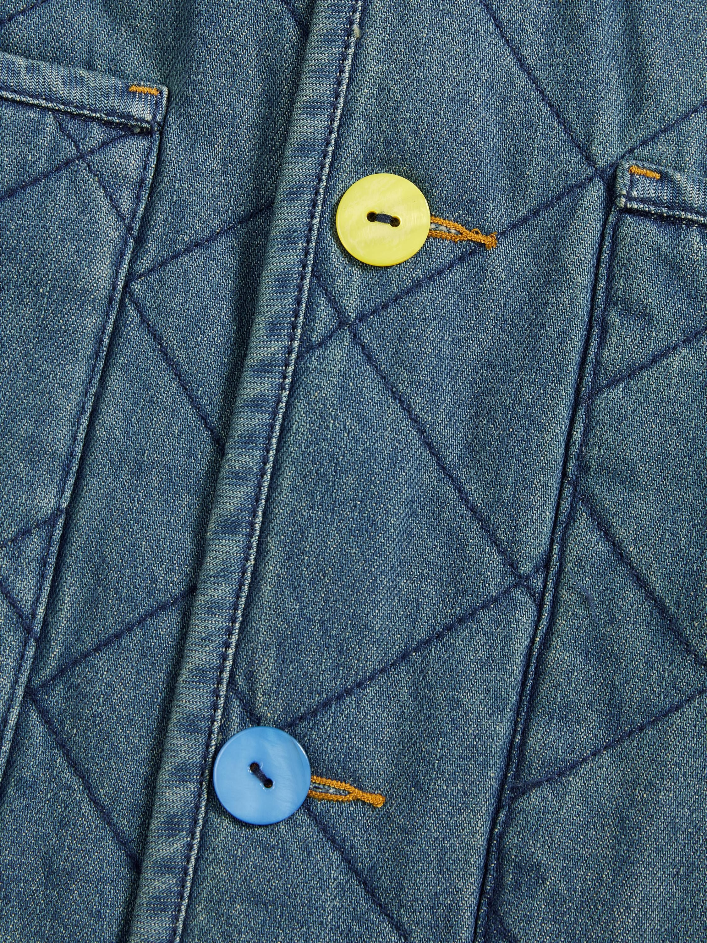 Colorful Decorations Denim Quilted Vest - 5