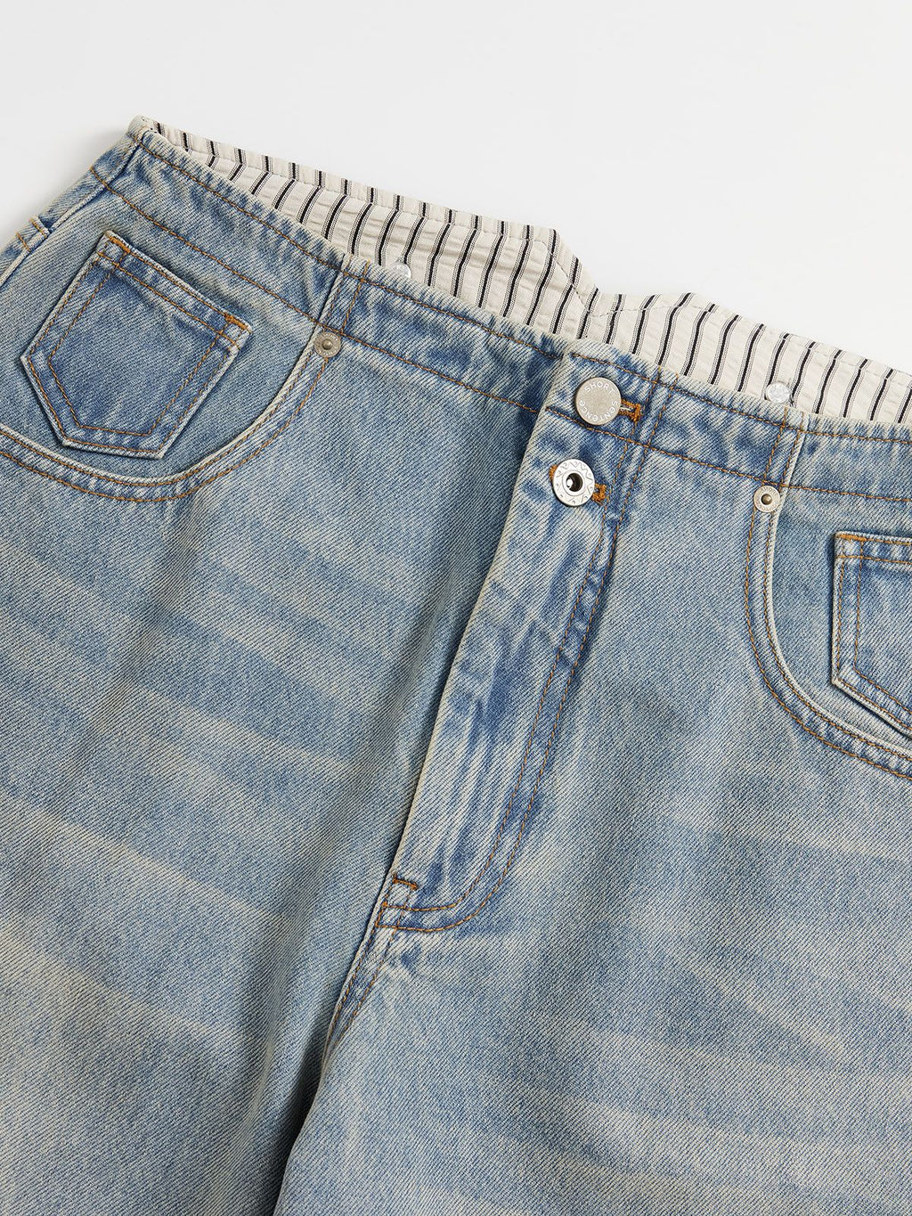 Curved Hem Denim Trousers - 5