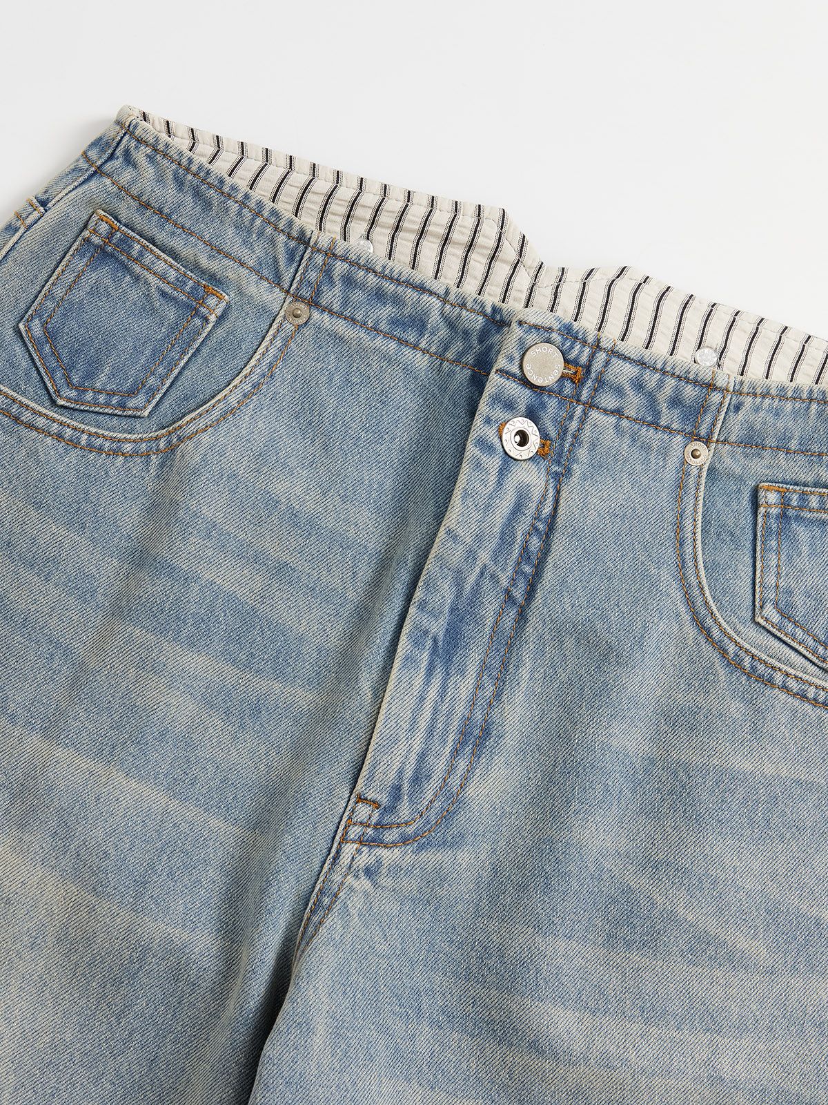 Curved Hem Denim Trousers - 5