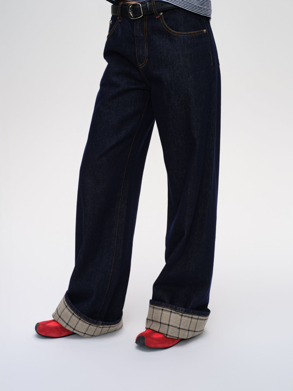 Wide Cuffed Indigo Jeans - 1
