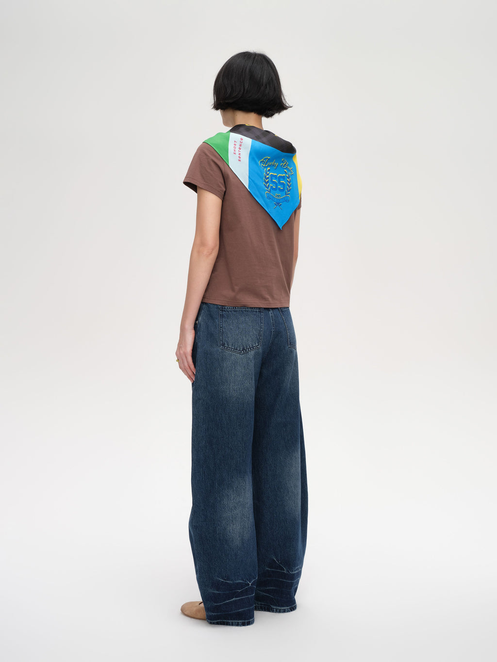 Curved Hem Denim Trousers - 4