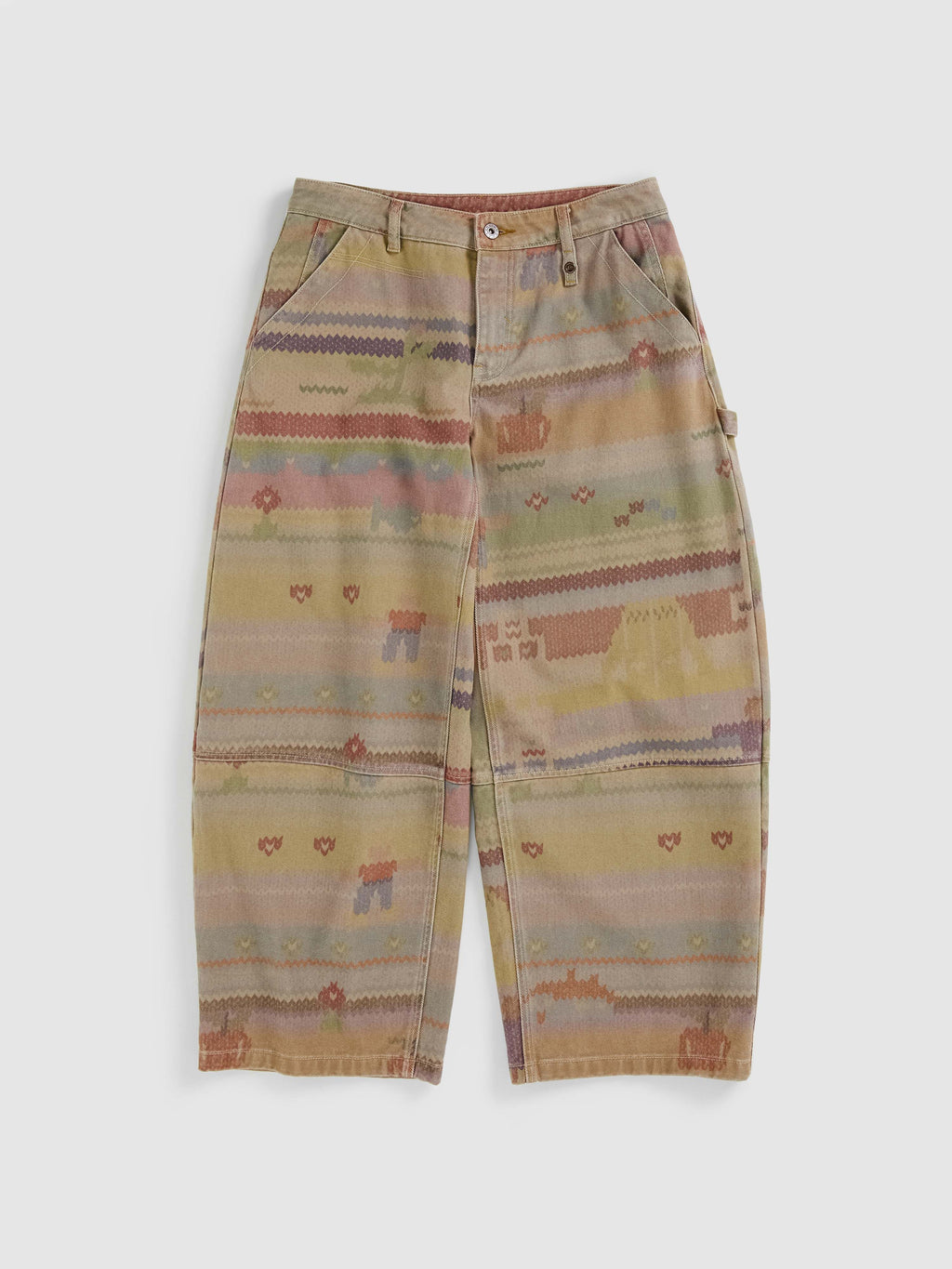 Faux-Sweater Print Cropped Trousers - 4