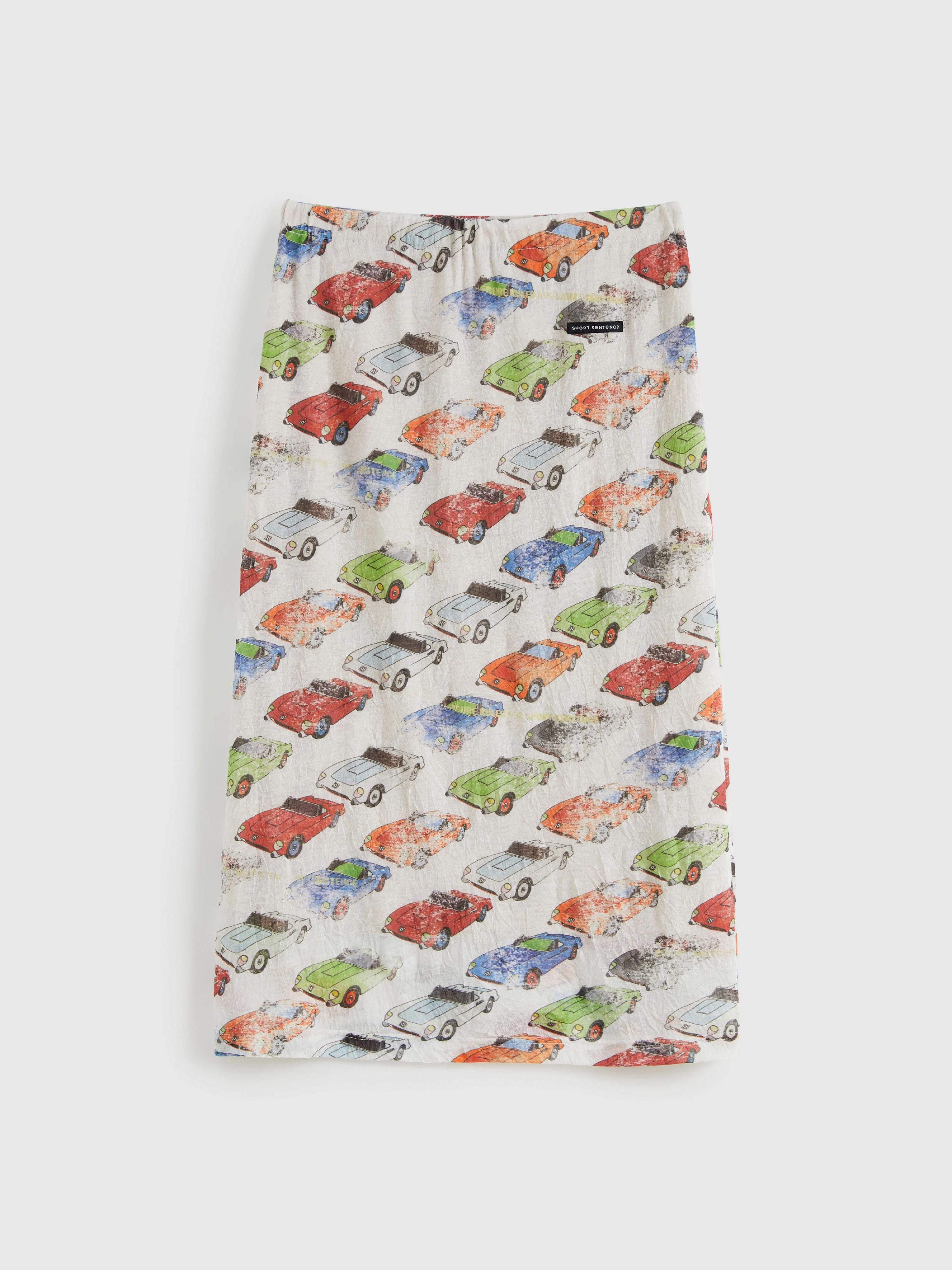 Crinkled Car‑Print Skirt - 9