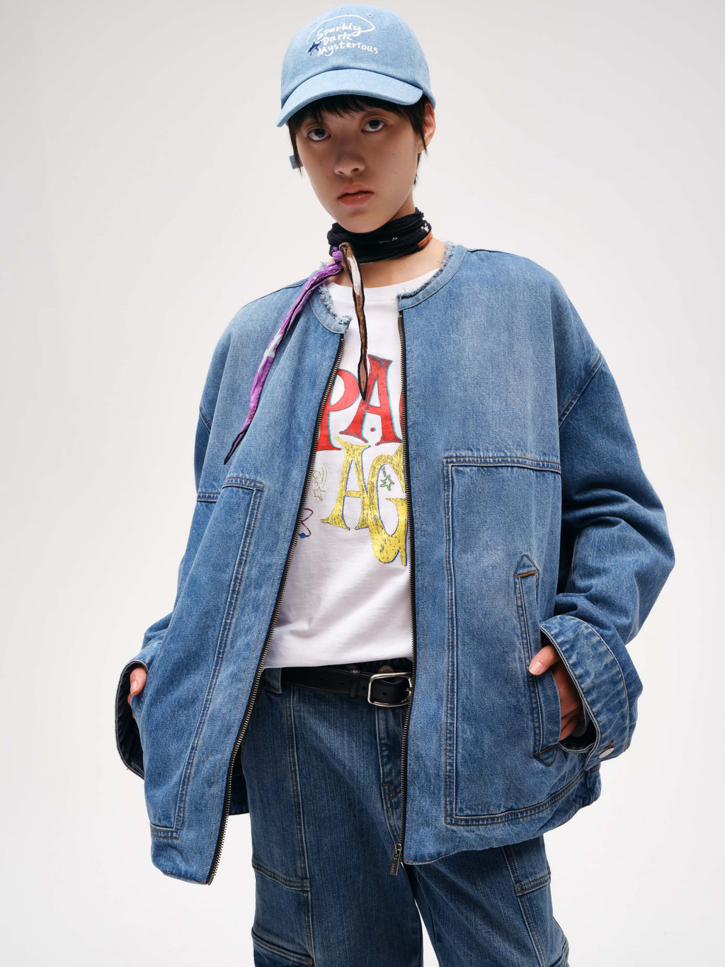 Oversized denim quilted cotton jacket - 5